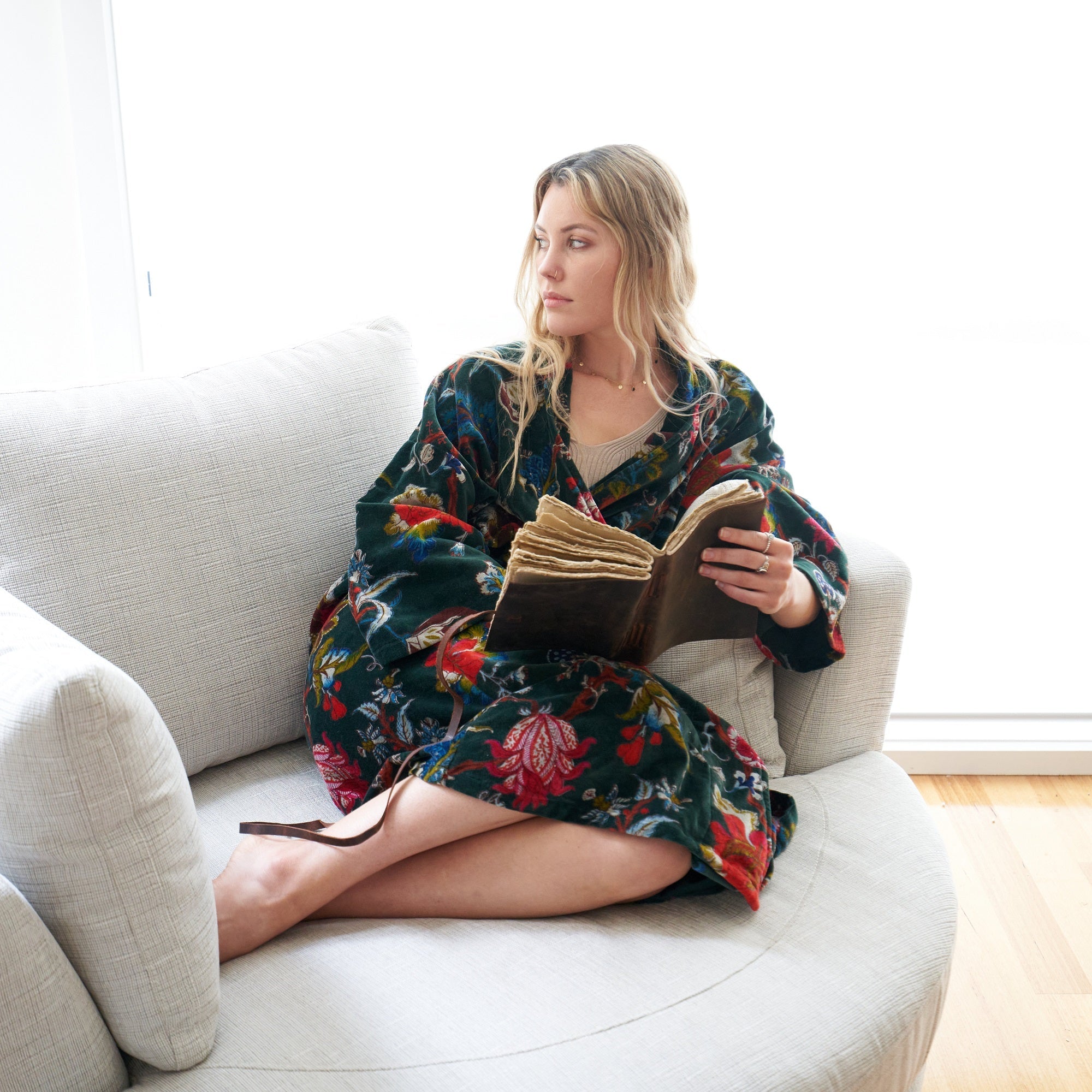 Serene Escape Velvet Cotton Kimono Robe