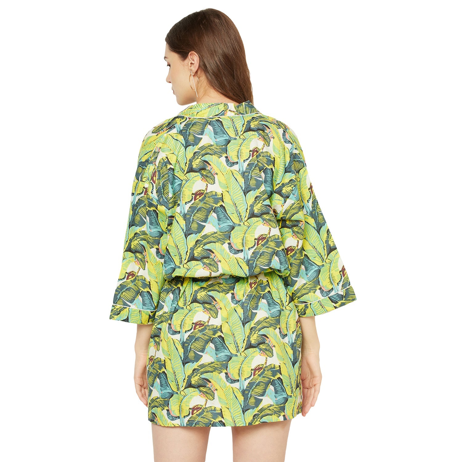 Verdant Vibes Cotton Kimono Robe - 100% Cotton