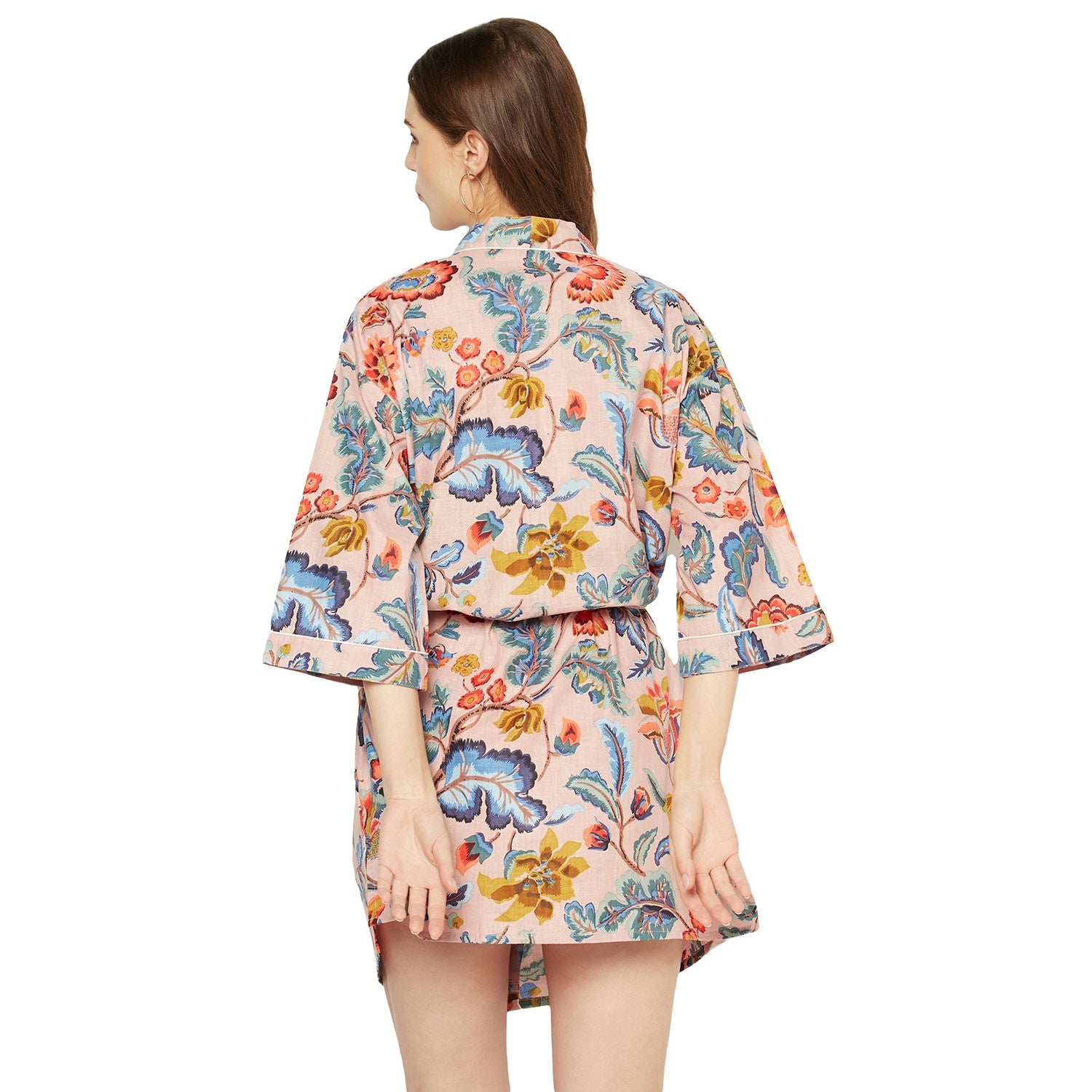 Sundrenched Blooms Cotton Kimono Robe - 100% Cotton