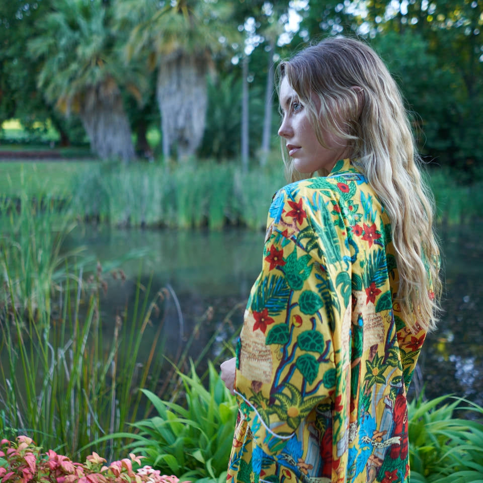 Surrealist Soiree Cotton Kimono Robe – Boho Luxe