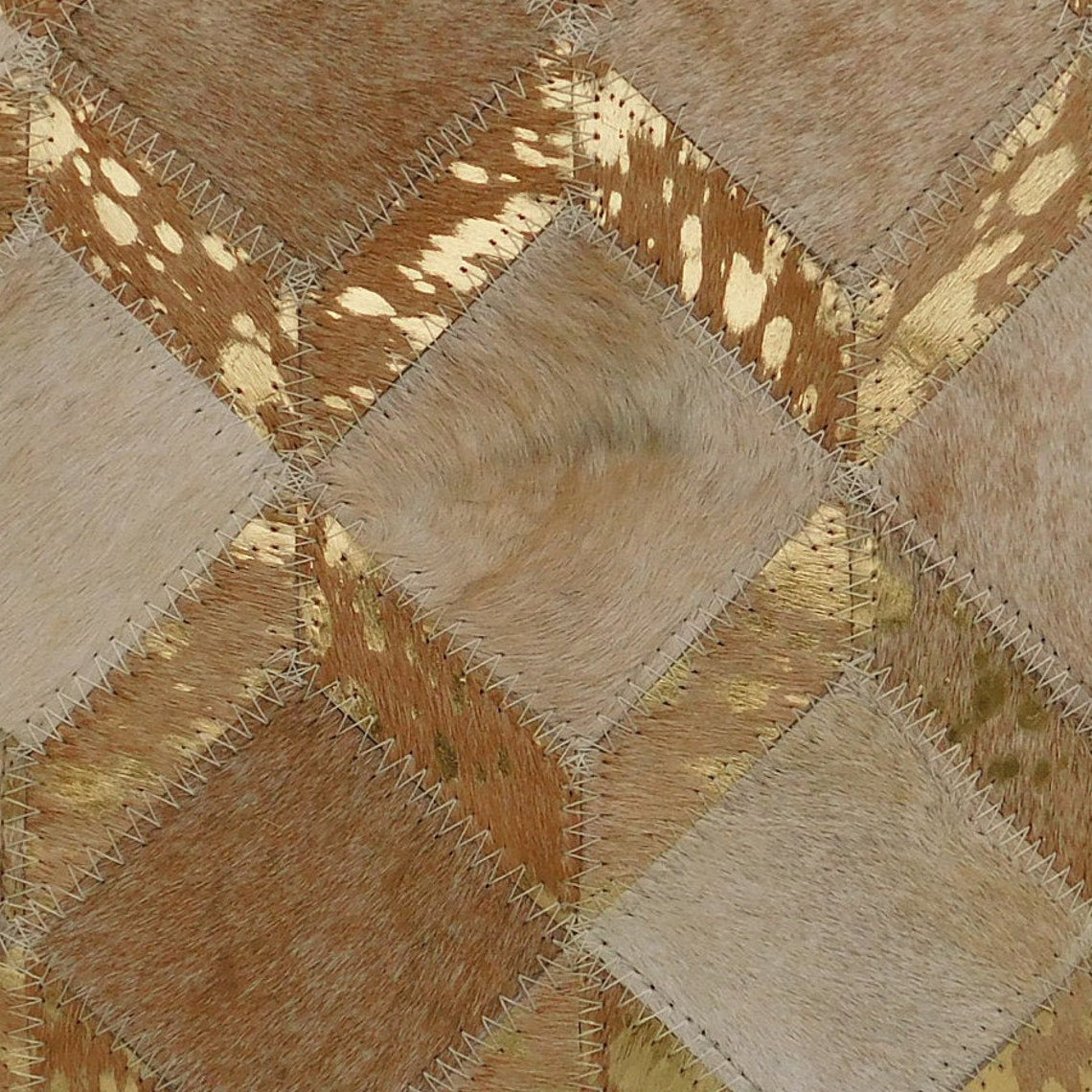 Golden Patchwork - Exotic Cowhide Cushion Cover