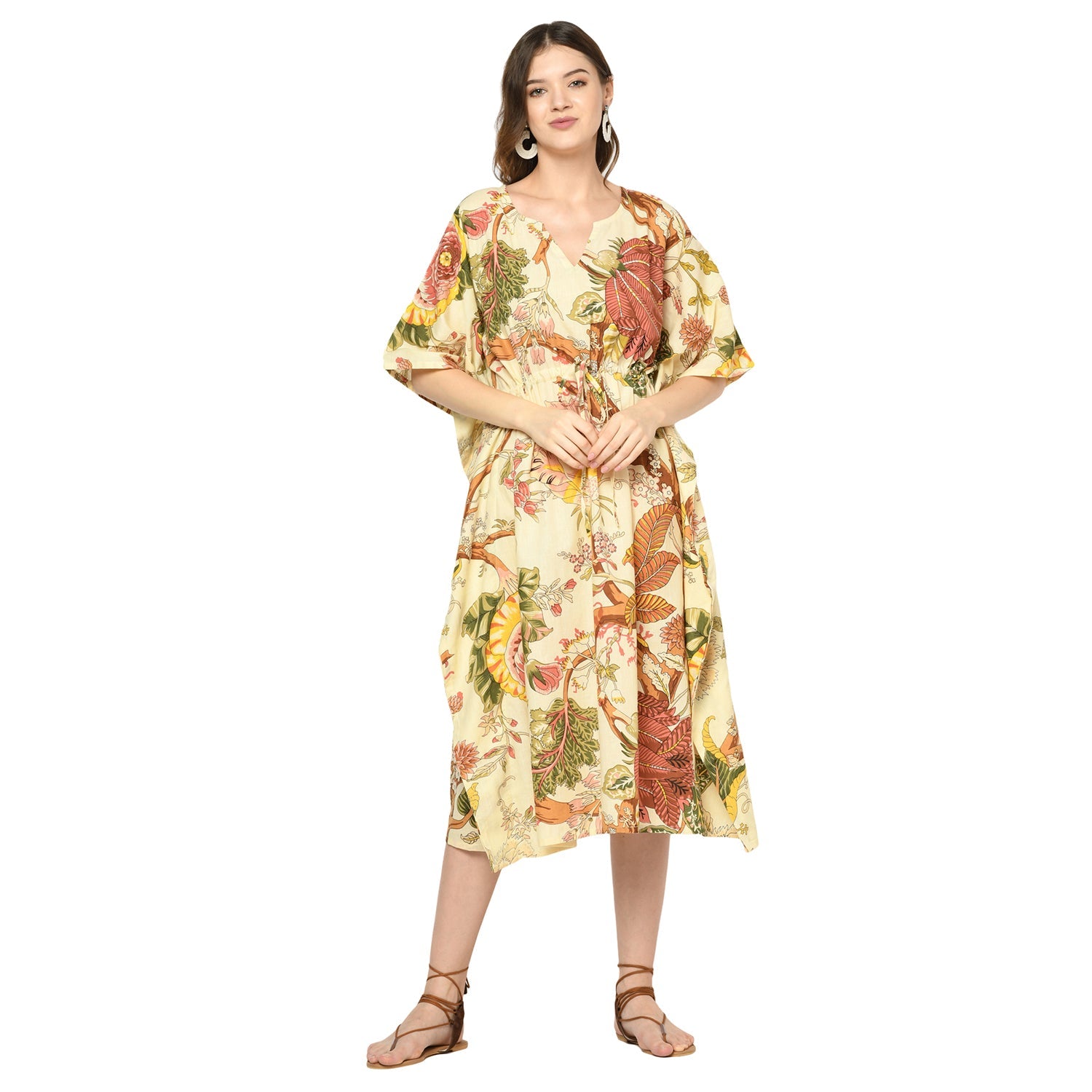 Wildflower Whimsy Cotton Kaftan - 100% Cotton