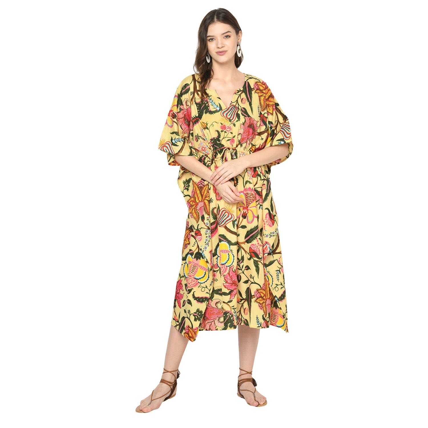 Floral Fiesta Cotton Kaftan - 100% Cotton