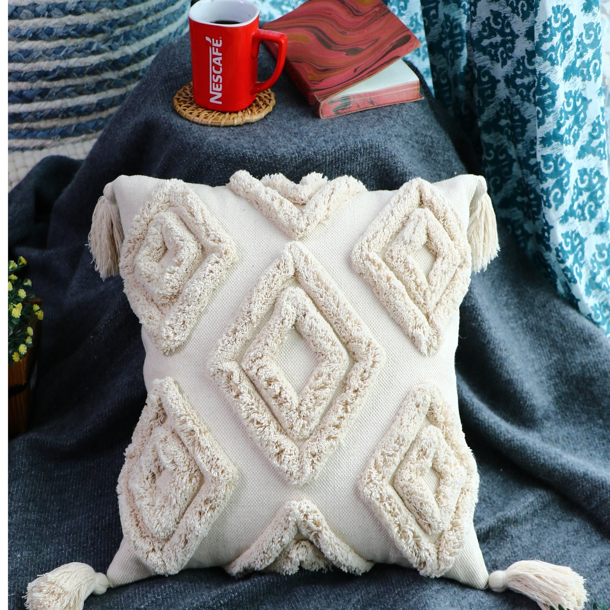 Eclectic Elegance Wool Cushion Cover - Handwoven