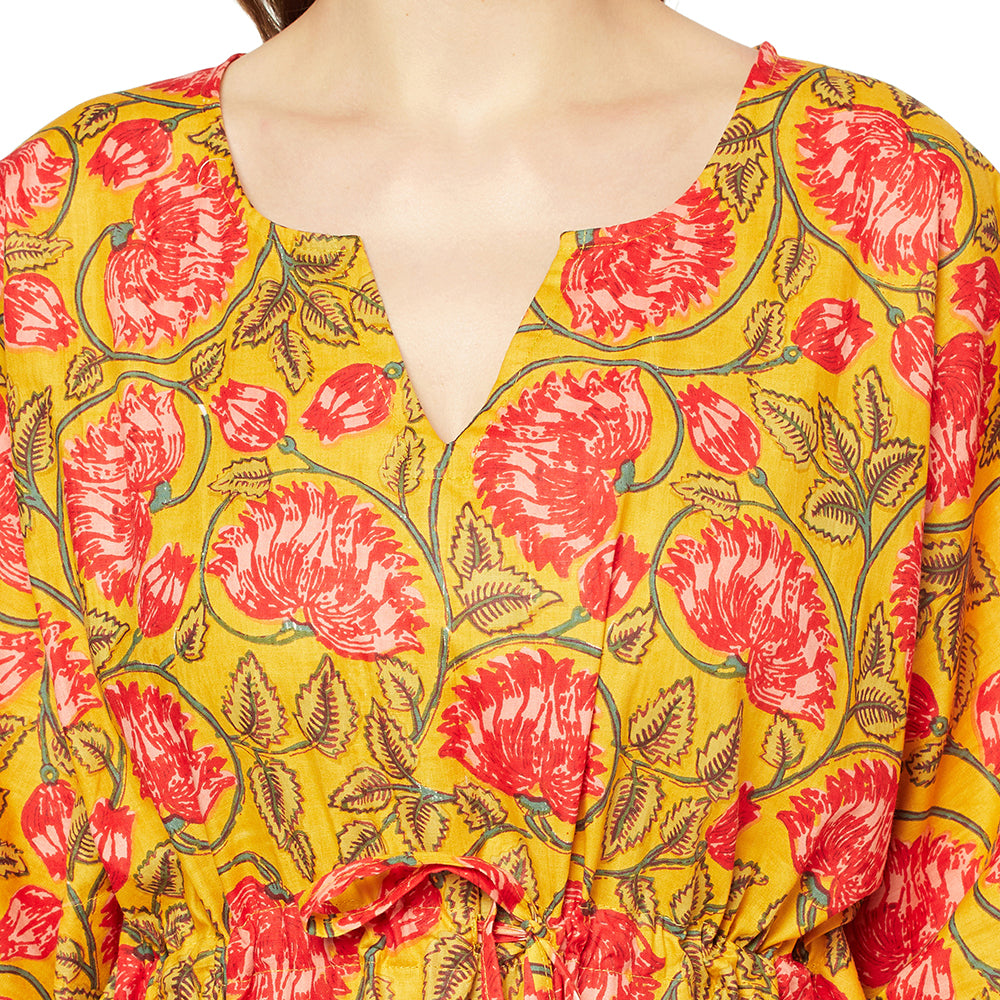 Blossom Breeze Cotton Kaftan - 100% Cotton