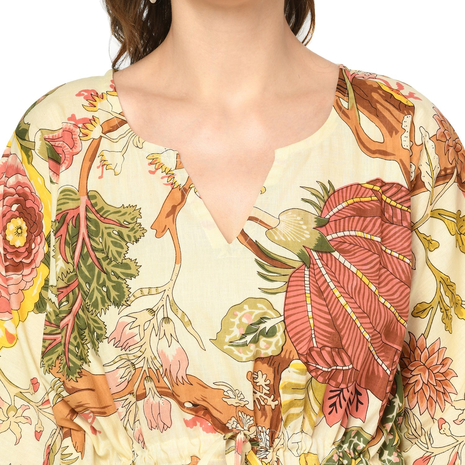 Wildflower Whimsy Cotton Kaftan - 100% Cotton