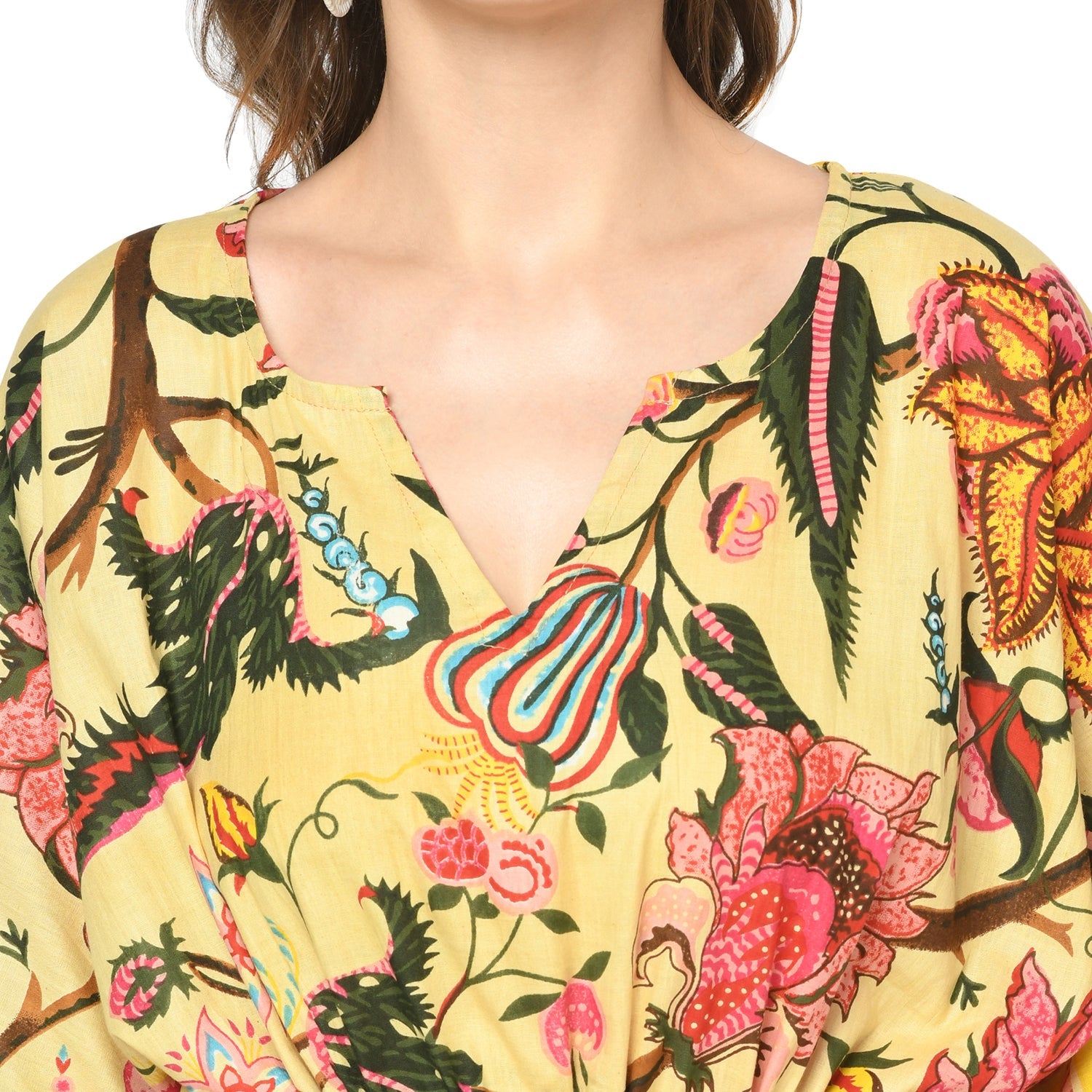 Floral Fiesta Cotton Kaftan - 100% Cotton