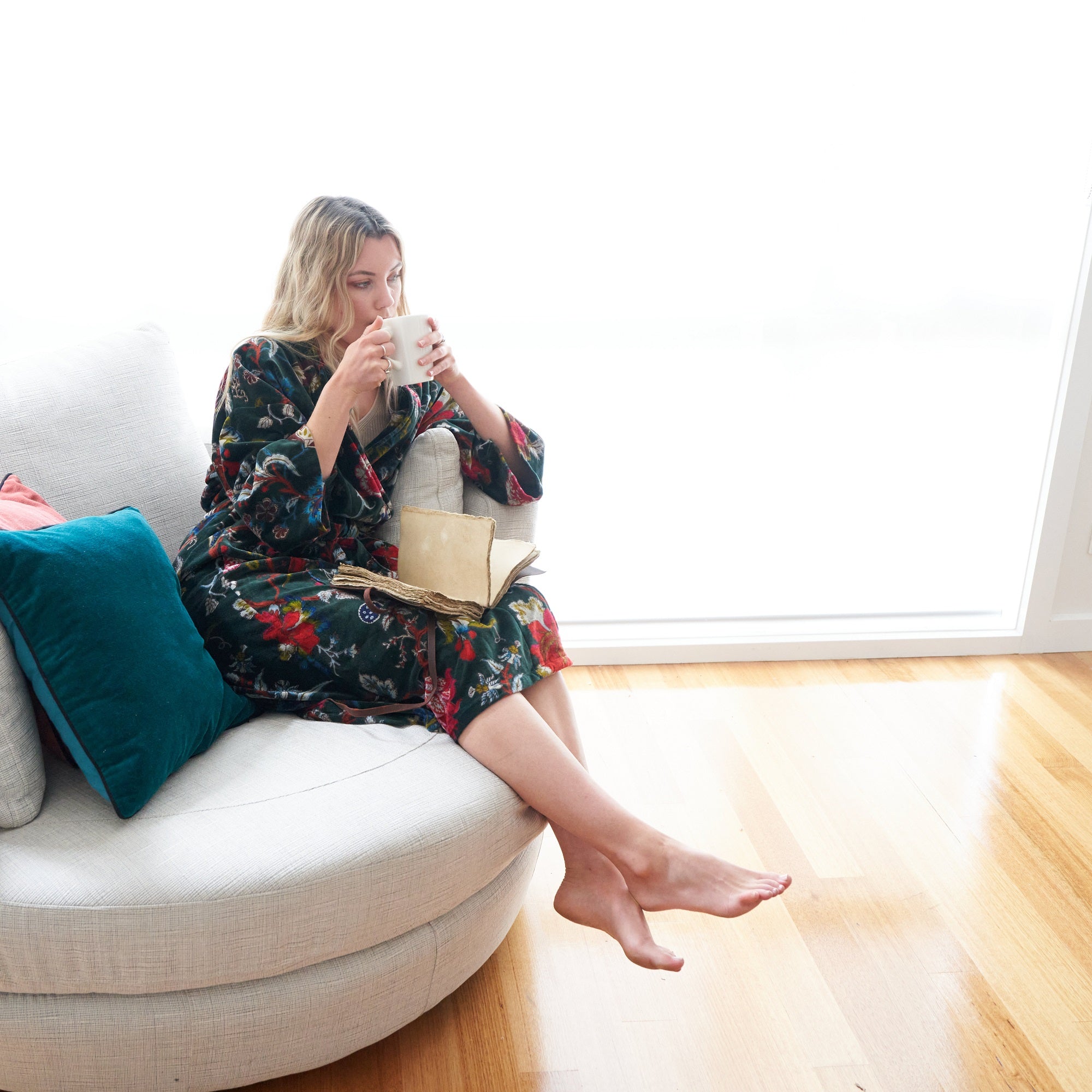 Serene Escape Velvet Cotton Kimono Robe