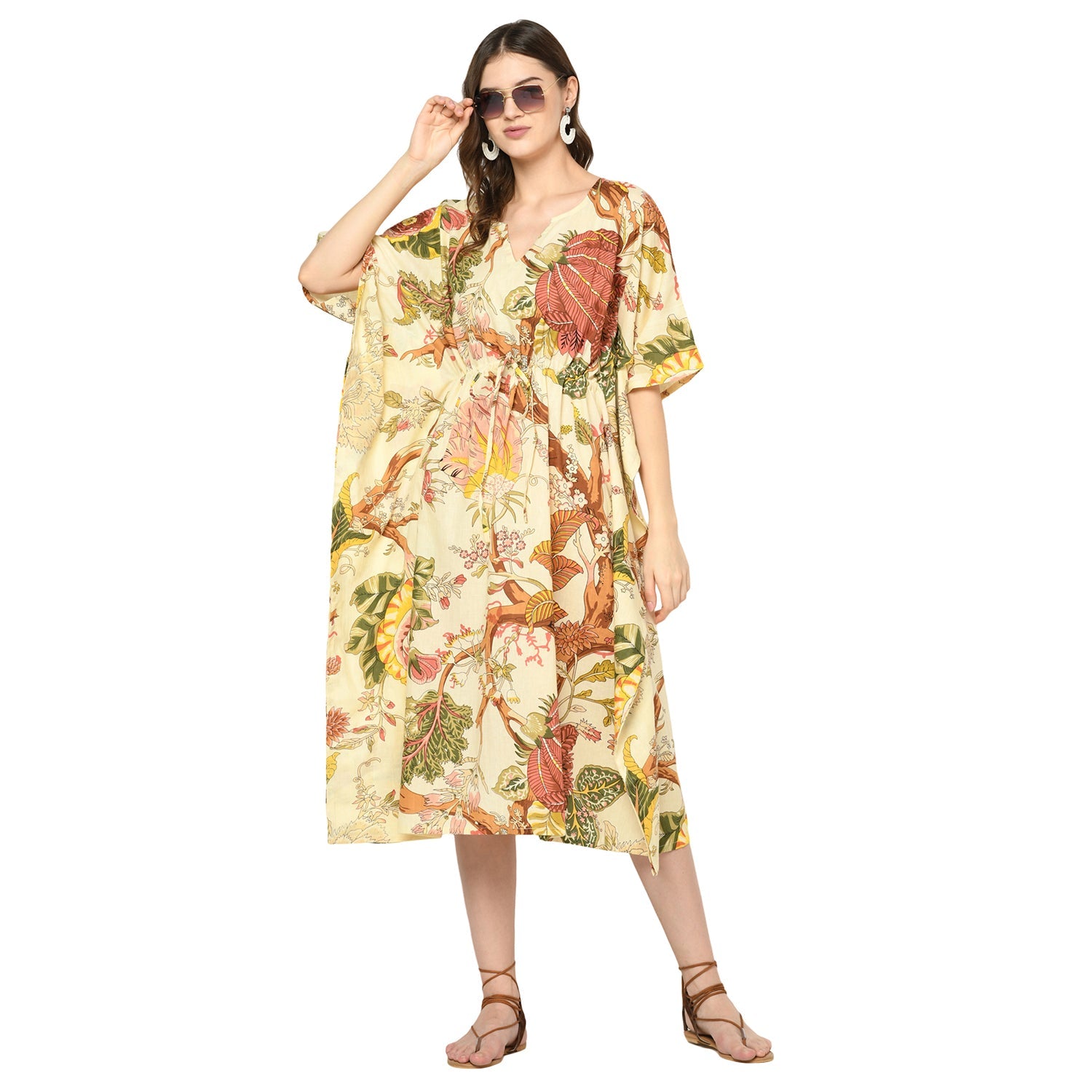 Wildflower Whimsy Cotton Kaftan - 100% Cotton