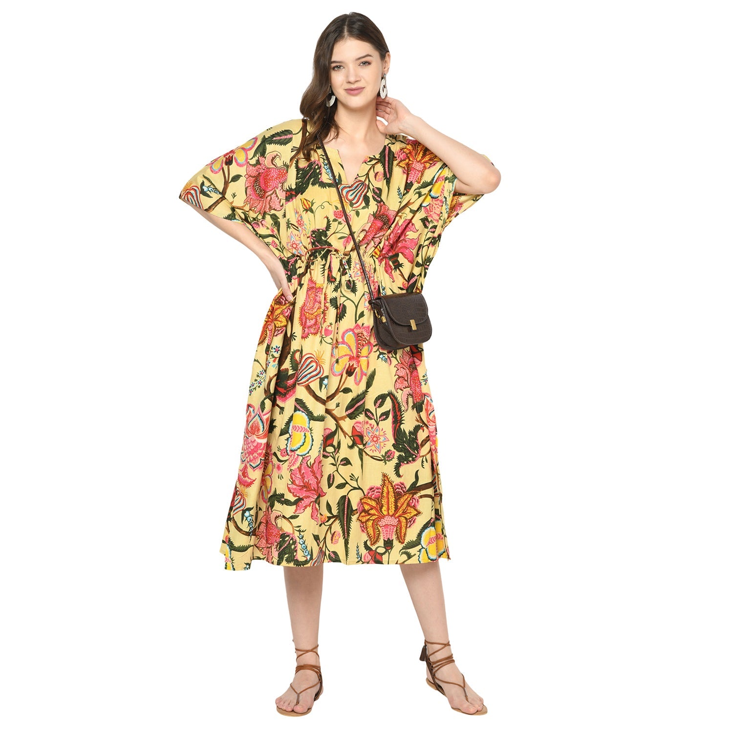 Floral Fiesta Cotton Kaftan - 100% Cotton