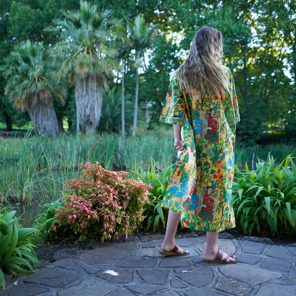 Surrealist Soiree Cotton Kimono Robe – Boho Luxe