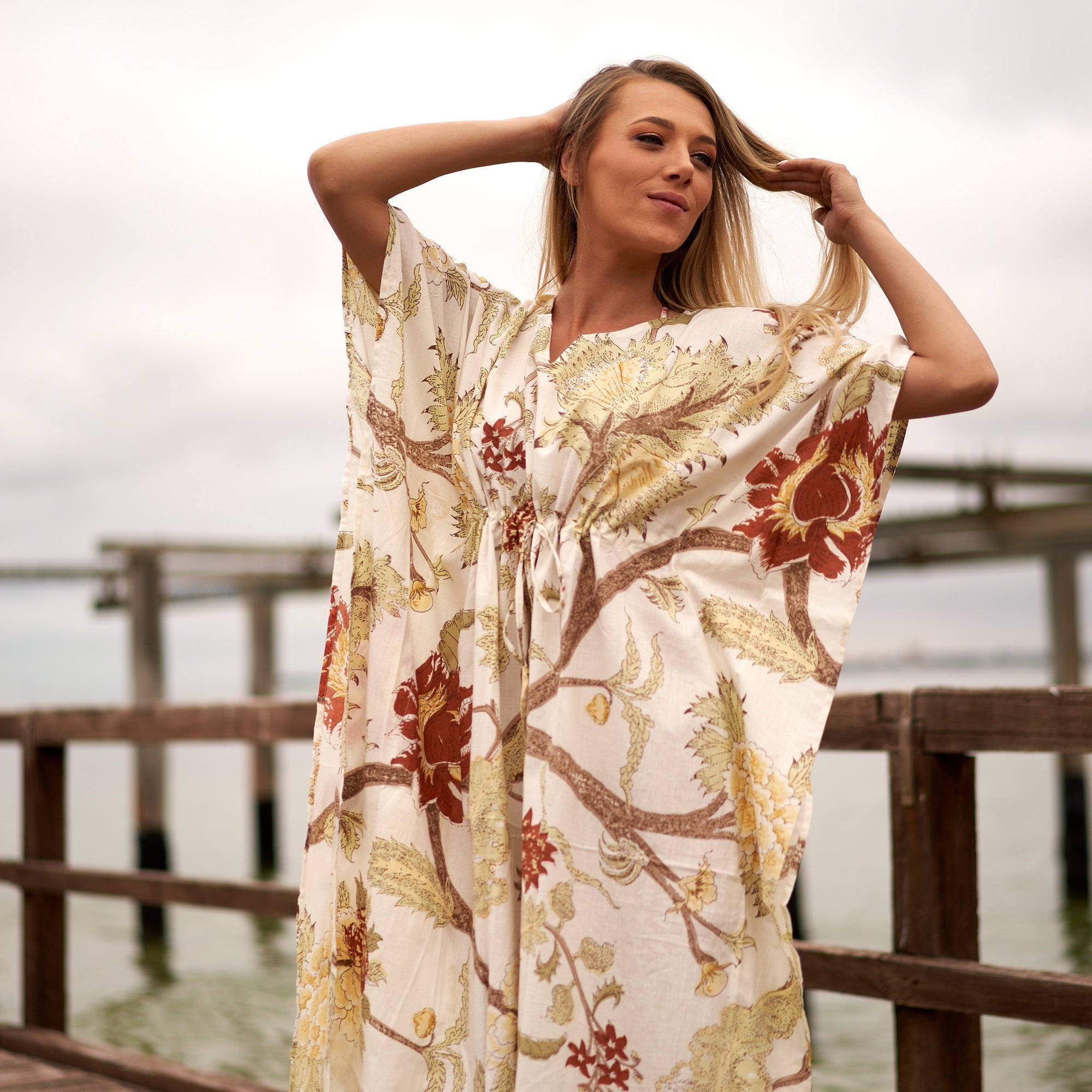 Nature's Roots Cotton Kaftan | Earthy Vibes