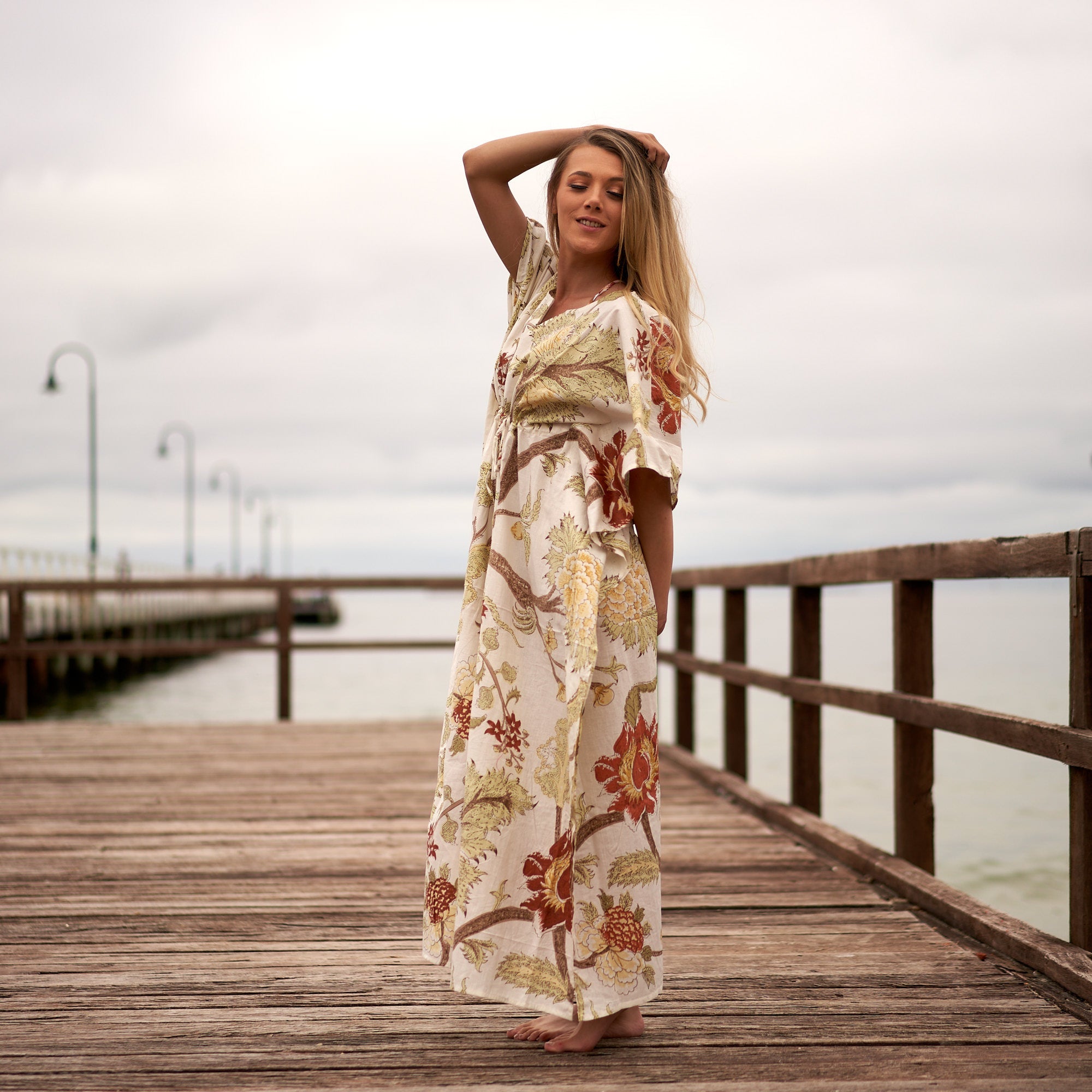 Nature's Roots Cotton Kaftan | Earthy Vibes