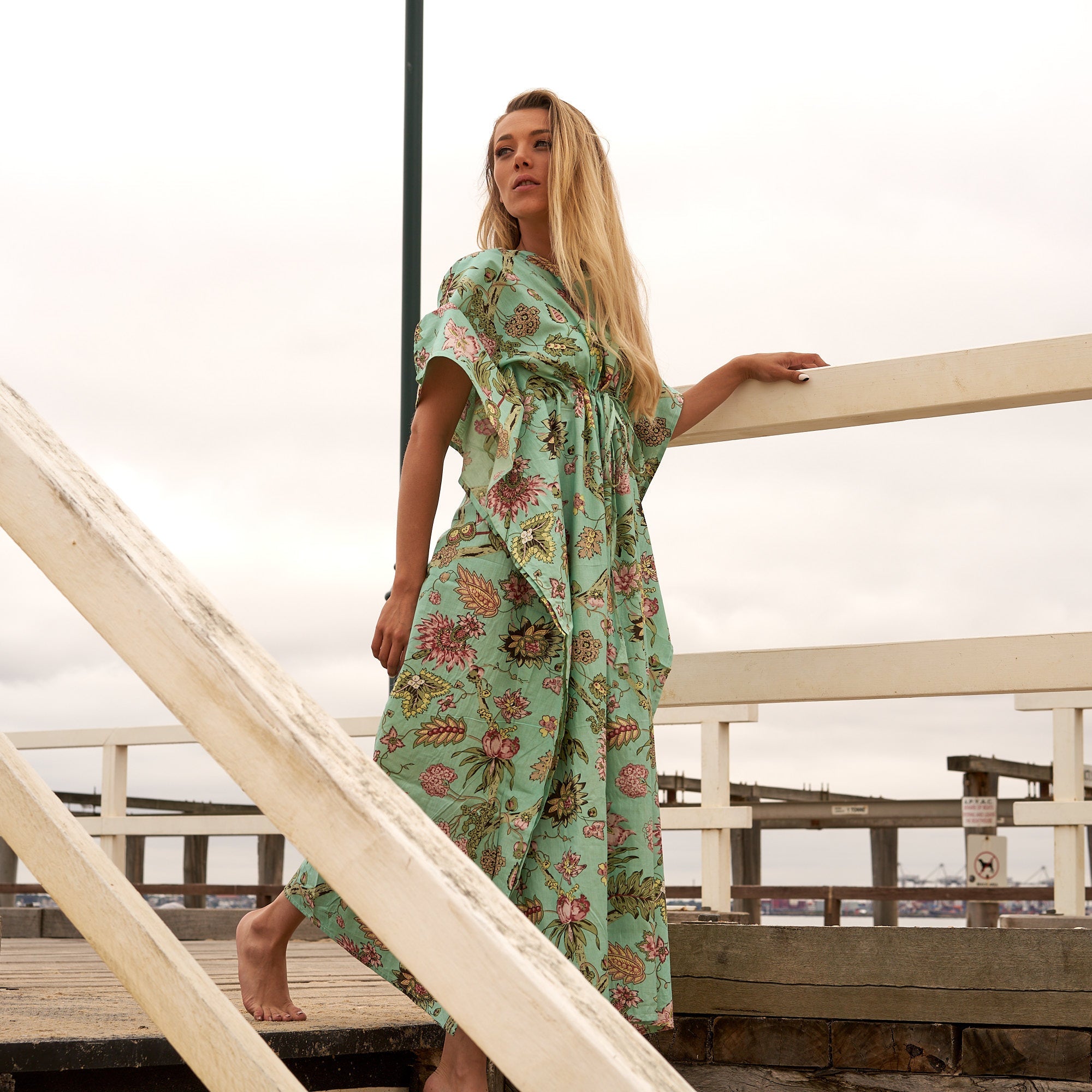 Serene Botanics Cotton Kaftan | Floral Look