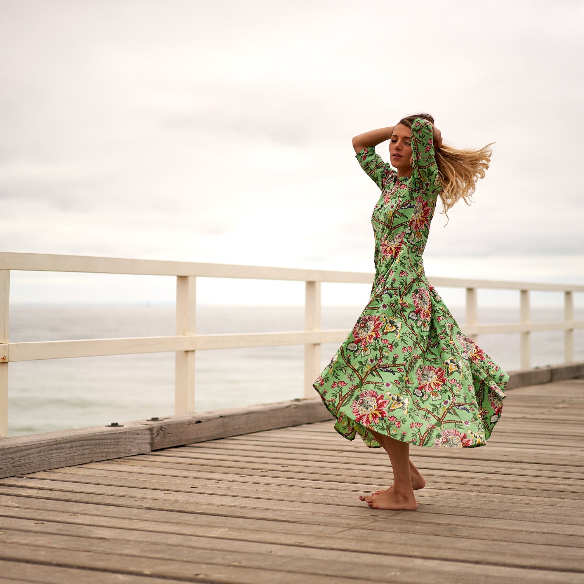 Retro Petals Cotton Dress | Vintage Florals