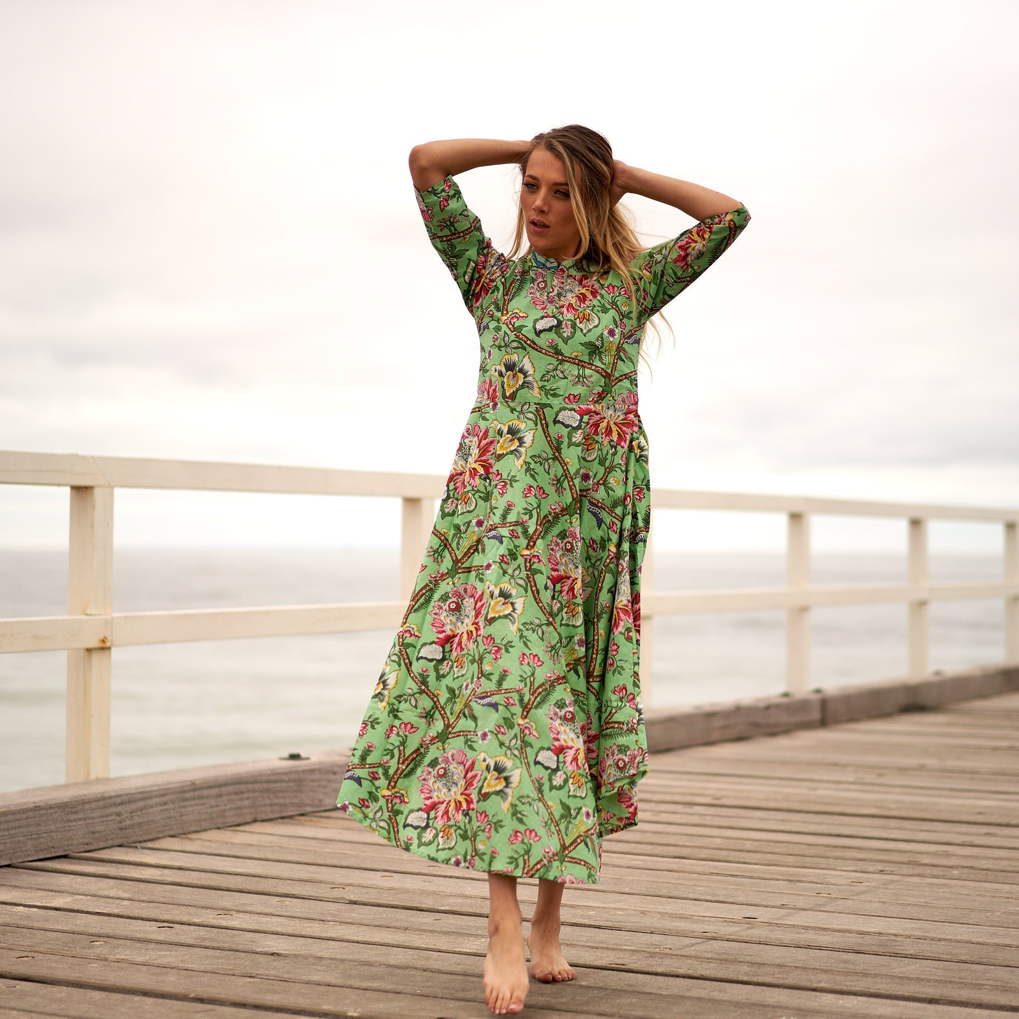 Retro Petals Cotton Dress | Vintage Florals