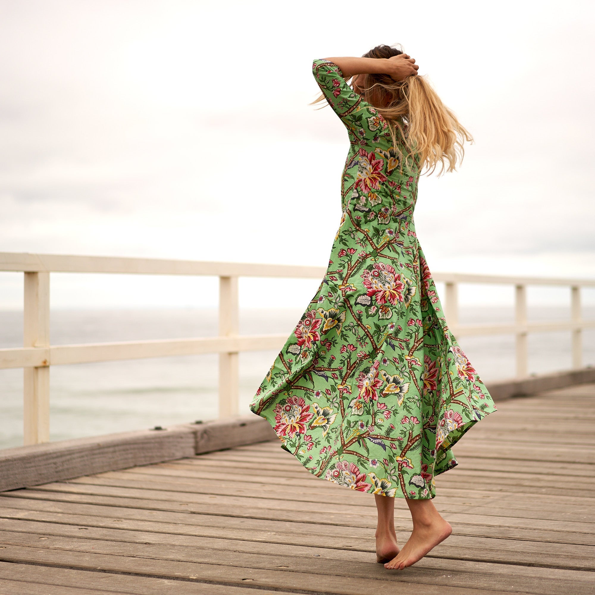 Retro Petals Cotton Dress | Vintage Florals