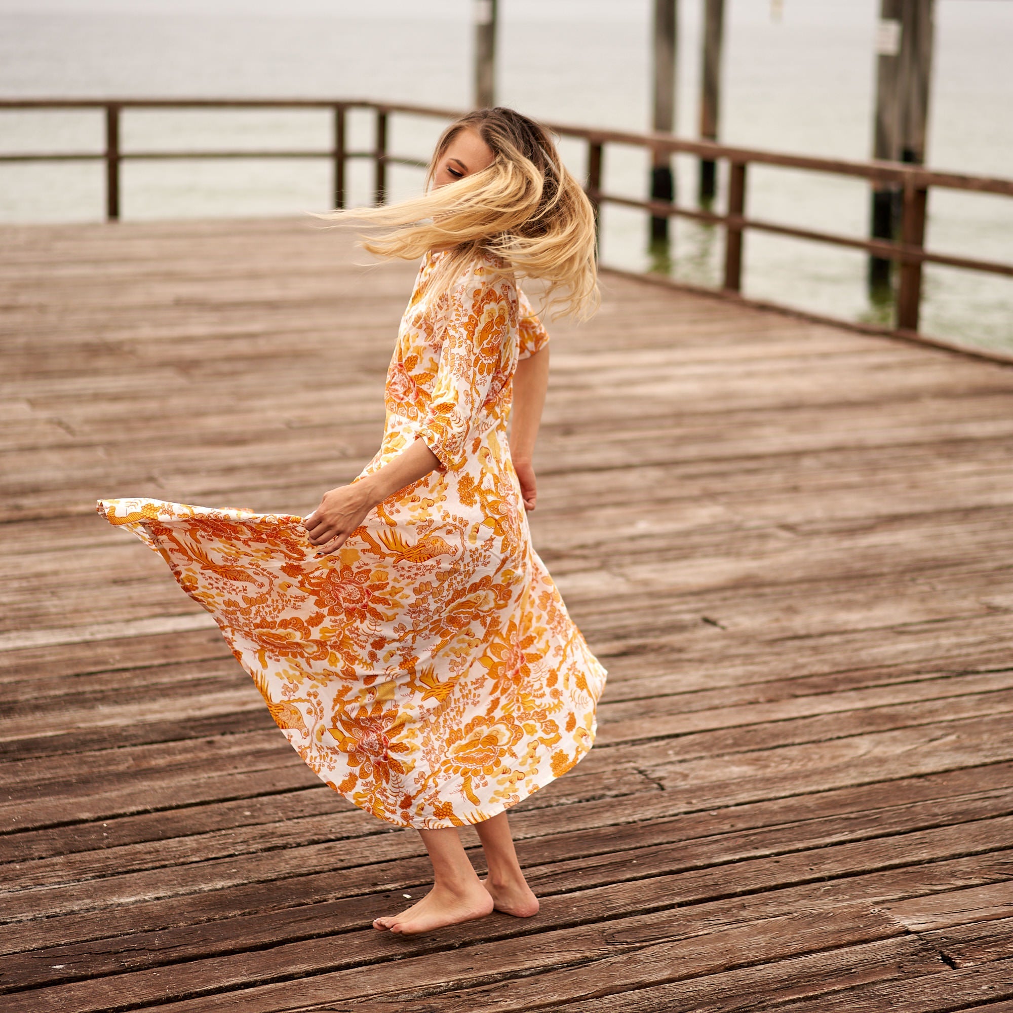 Citrine Oasis Cotton Dress | Bright & Cheerful