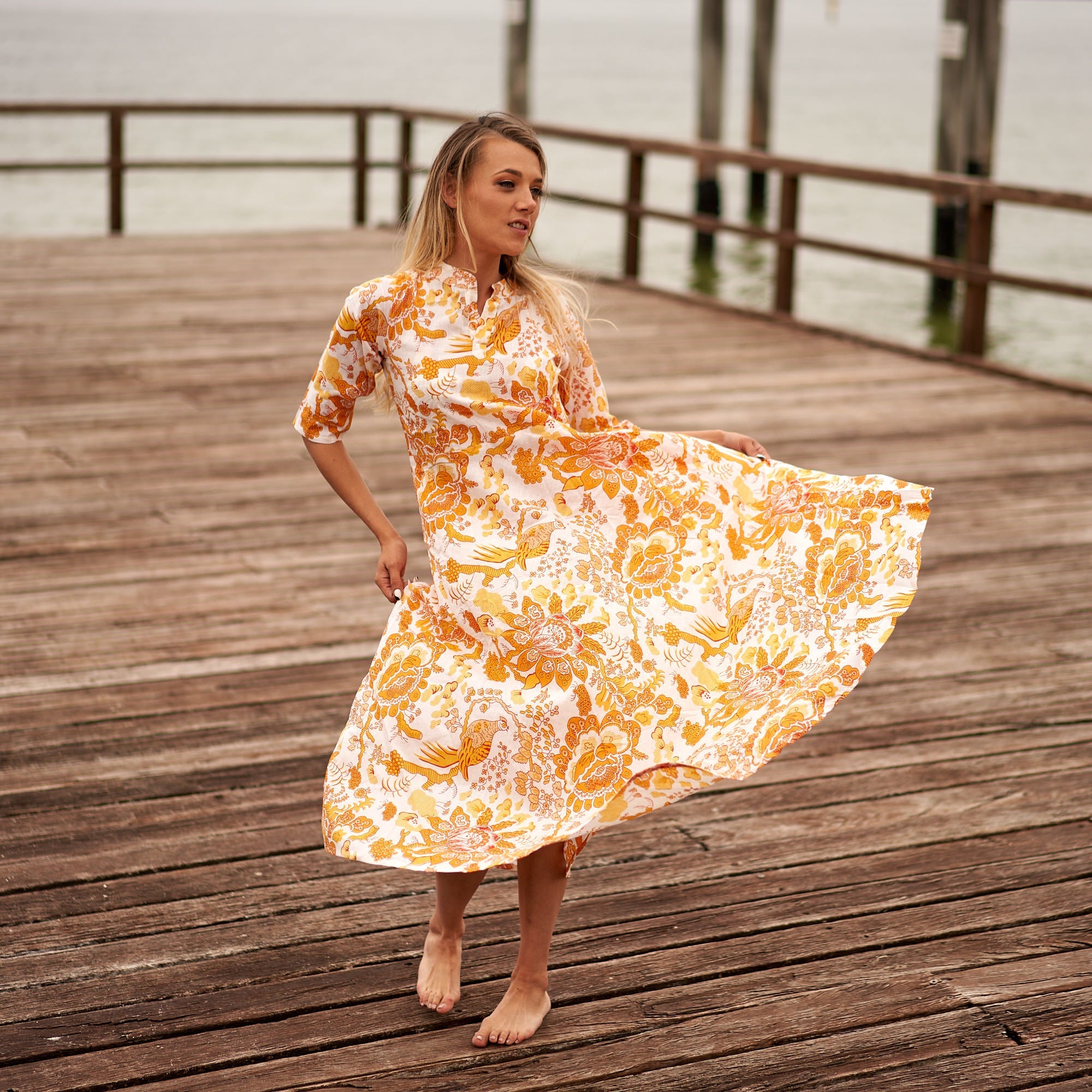 Citrine Oasis Cotton Dress | Bright & Cheerful