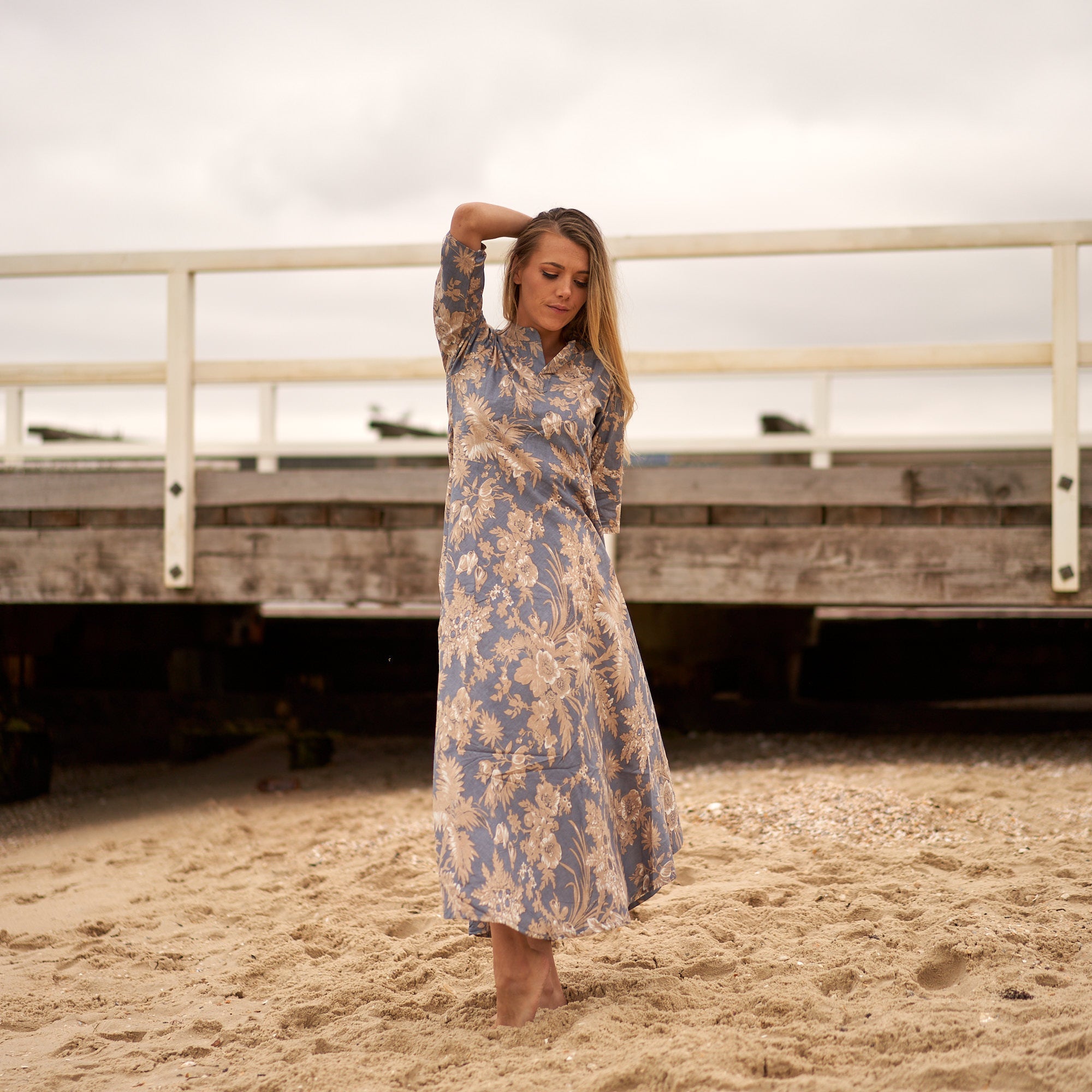 Periwinkle Blooms Cotton Dress | Soft Florals