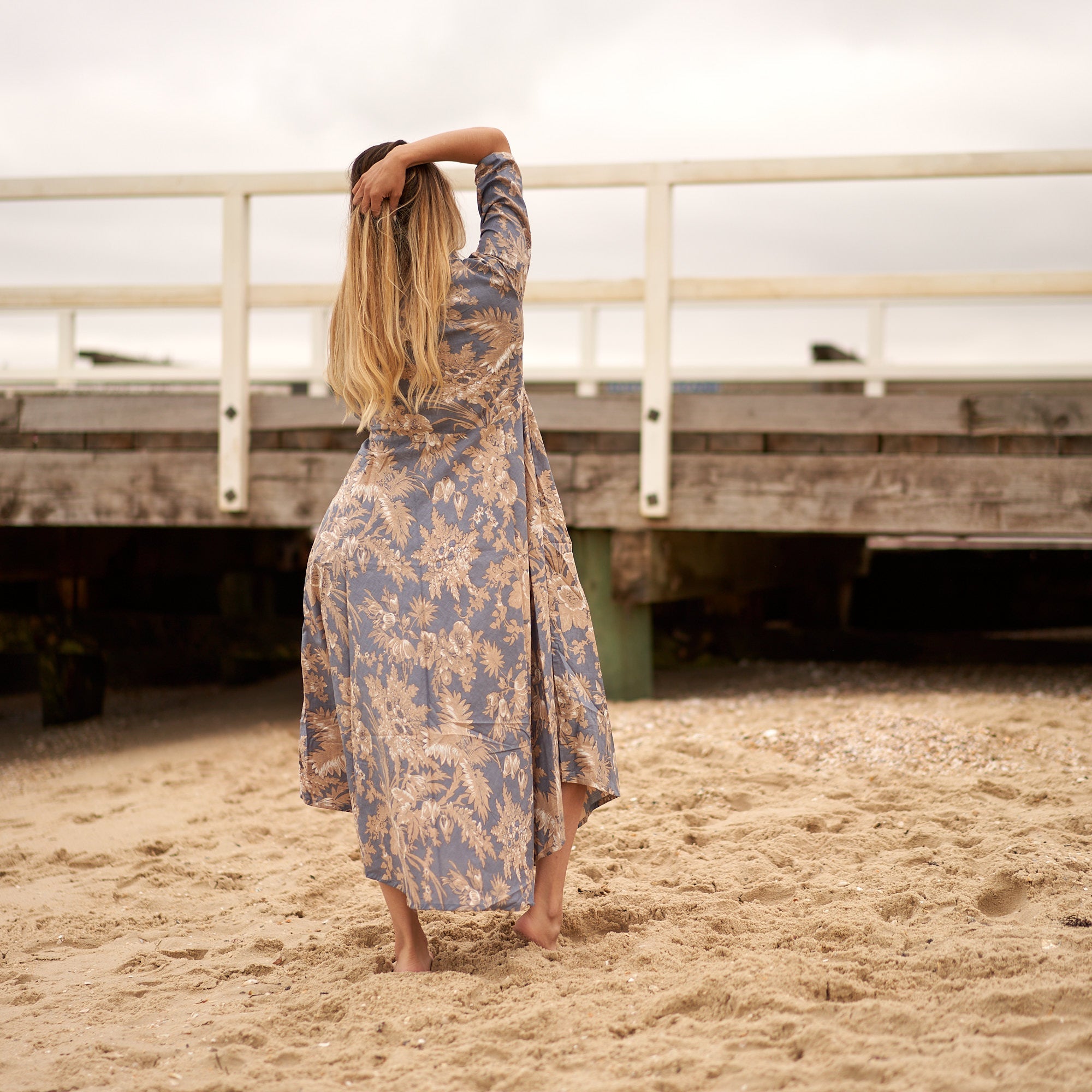 Periwinkle Blooms Cotton Dress | Soft Florals