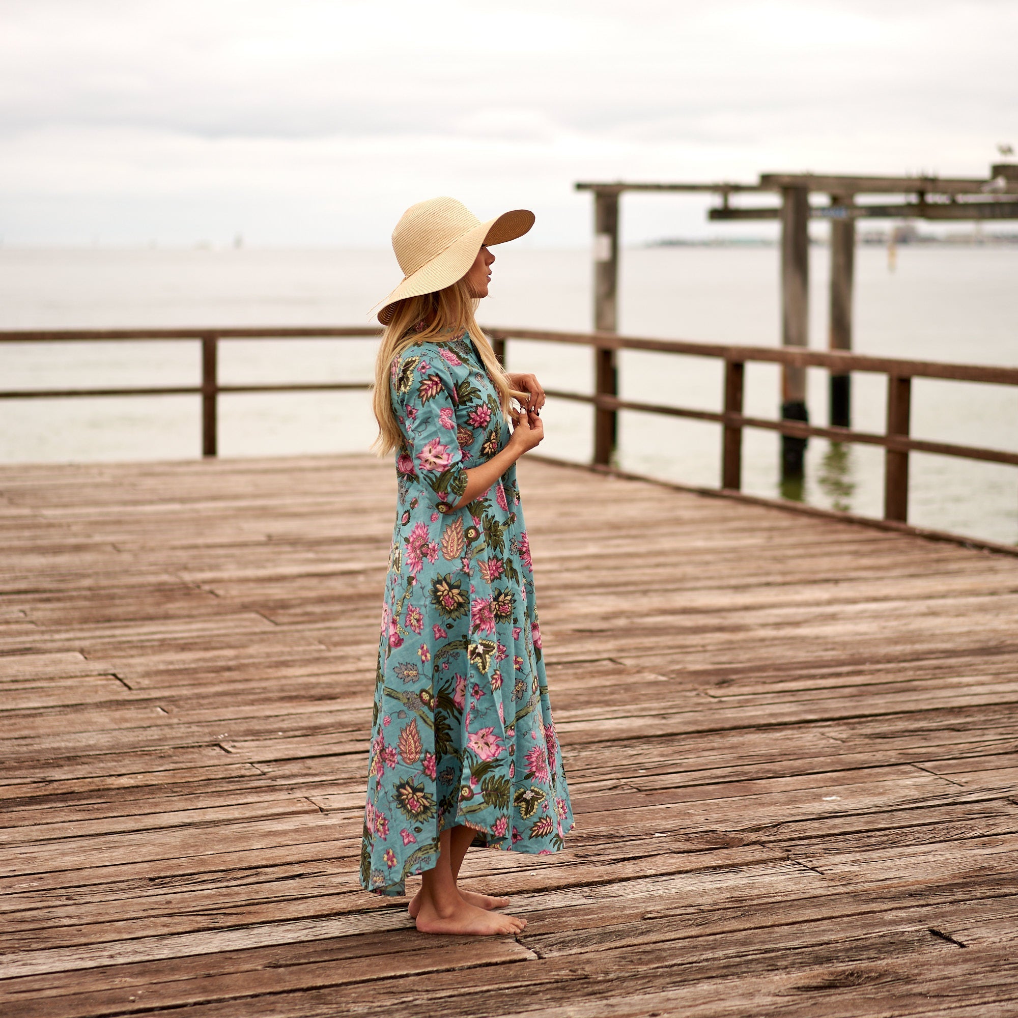 Turquoise Oasis Cotton Dress | Cool Hues