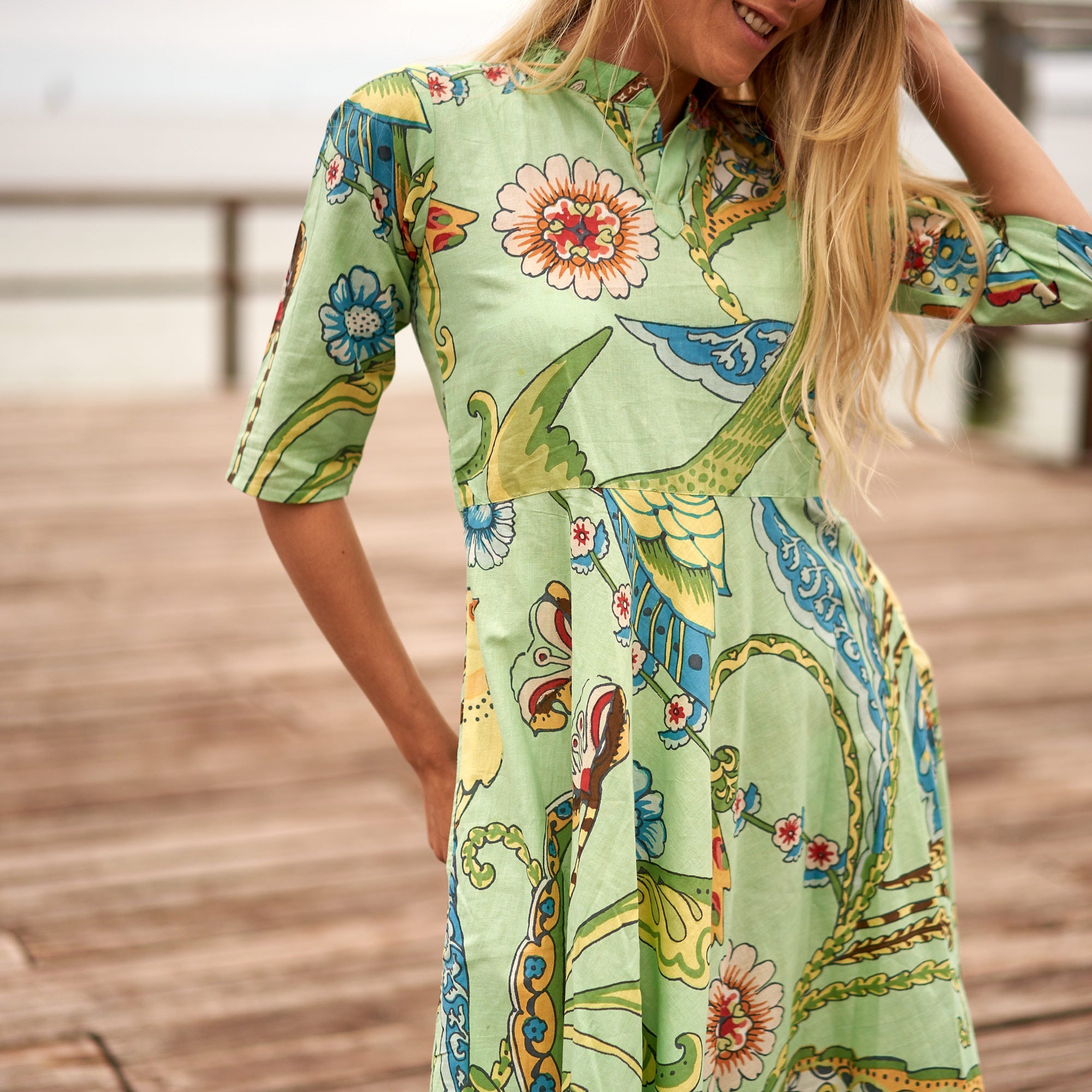 Bold Tropics Cotton Dress | Vibrant Patterns