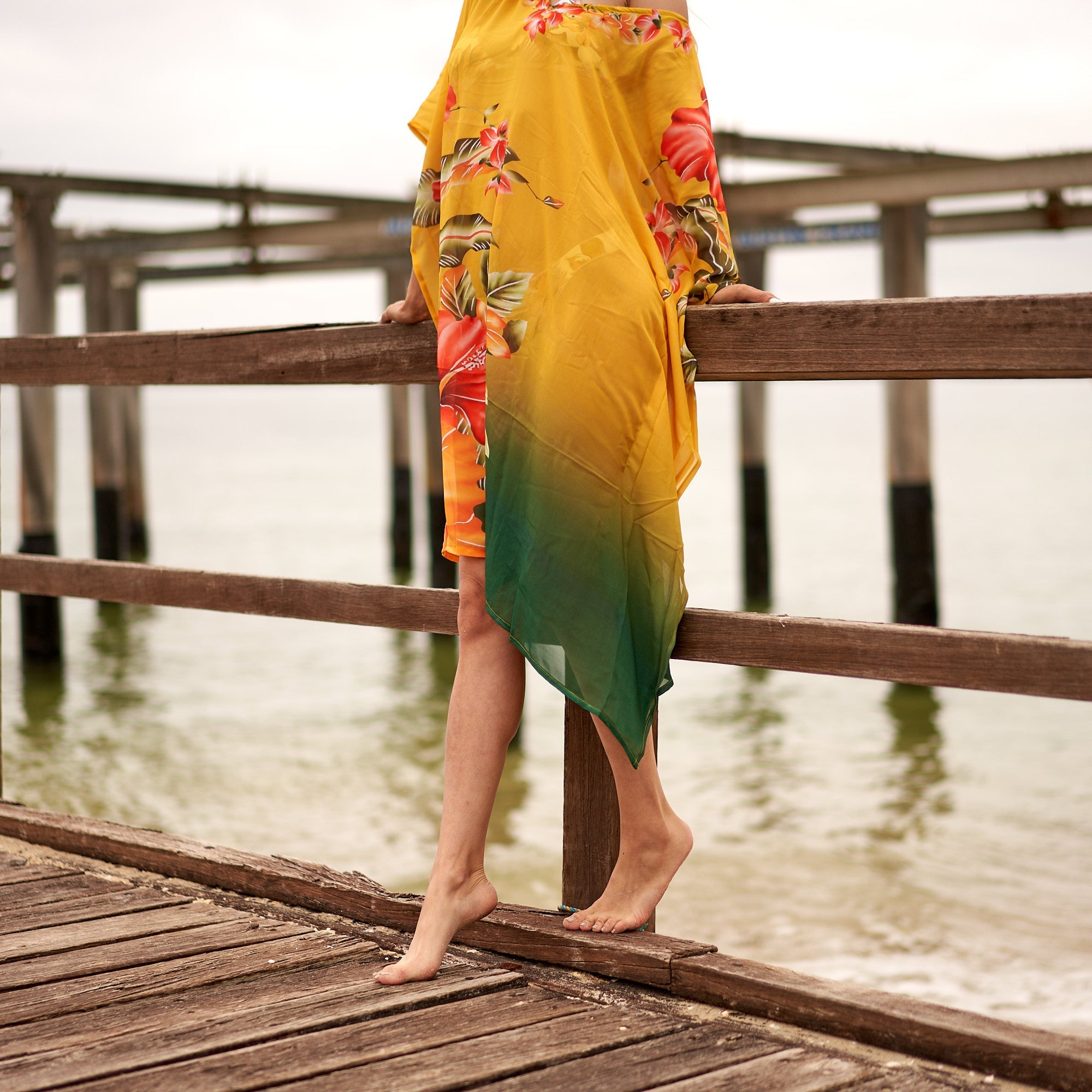 Sunset Florals' Silk Kaftan | Elegant Look