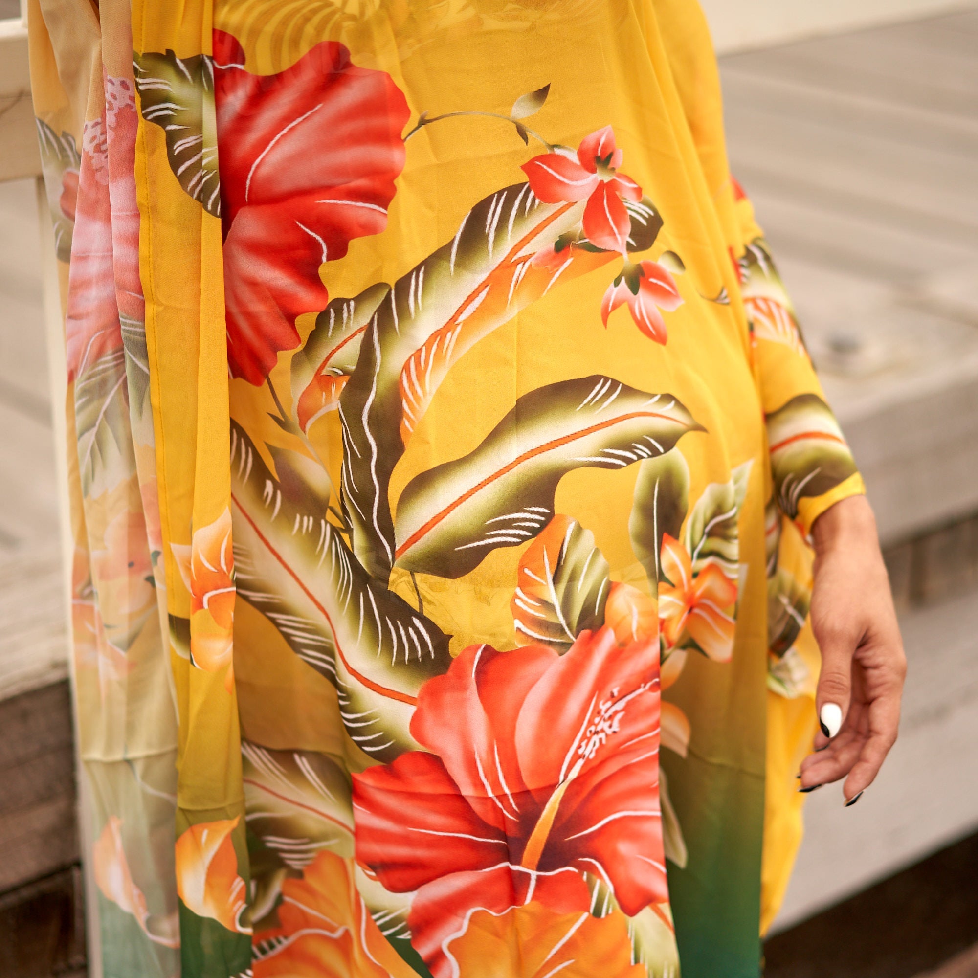 Sunset Florals' Silk Kaftan | Elegant Look