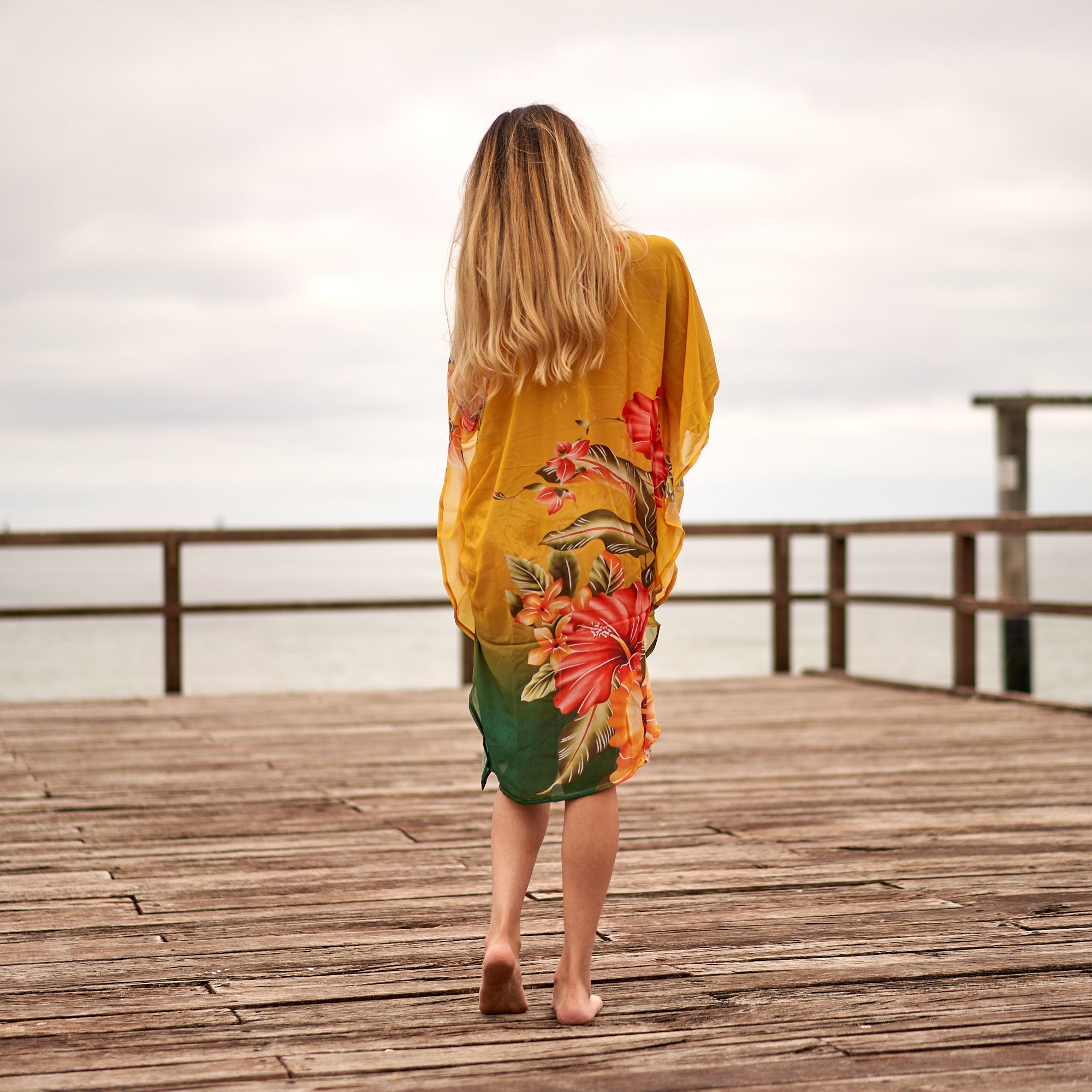 Sunset Florals' Silk Kaftan | Elegant Look