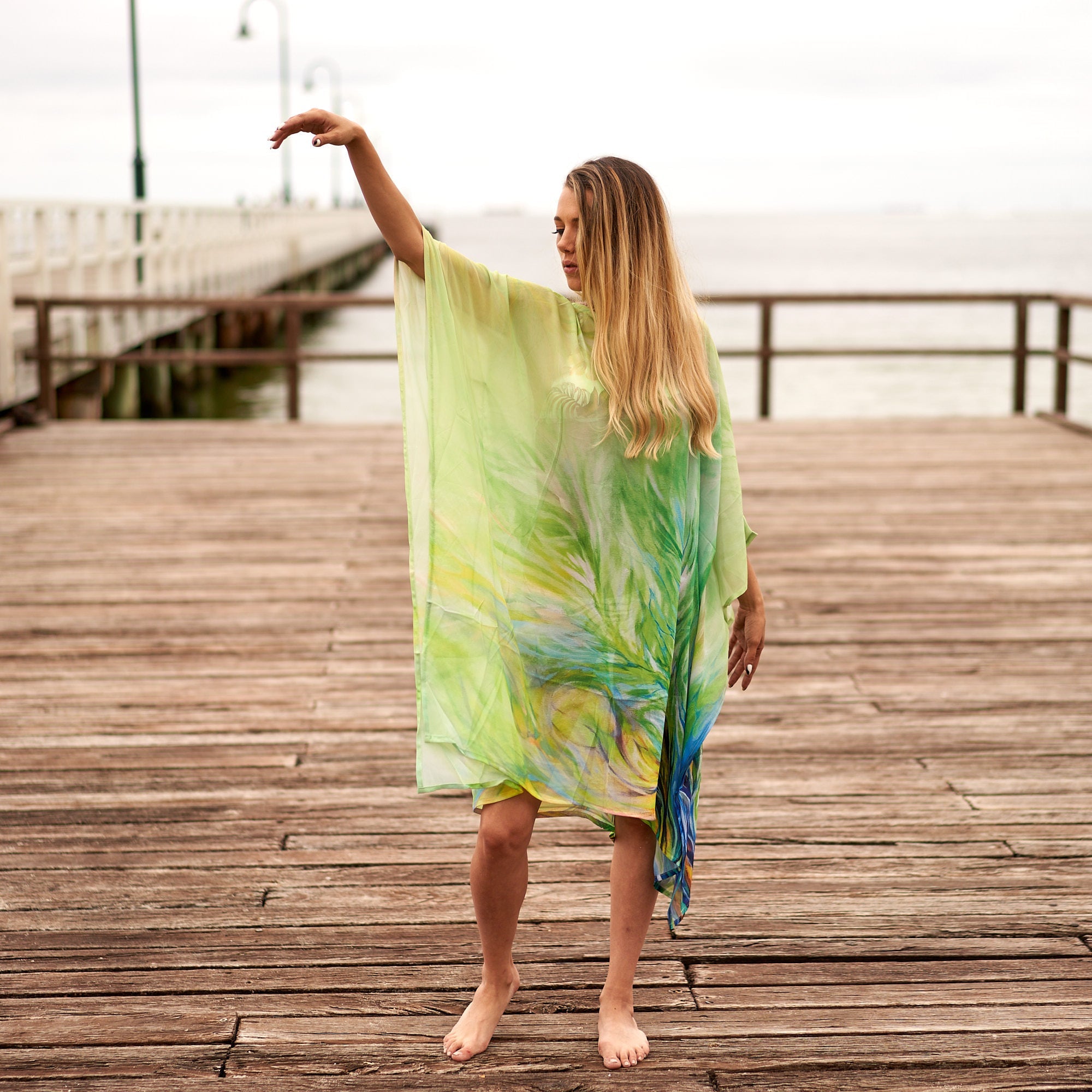 Lush Oasis' Silk Kaftan | Tropical Vibe