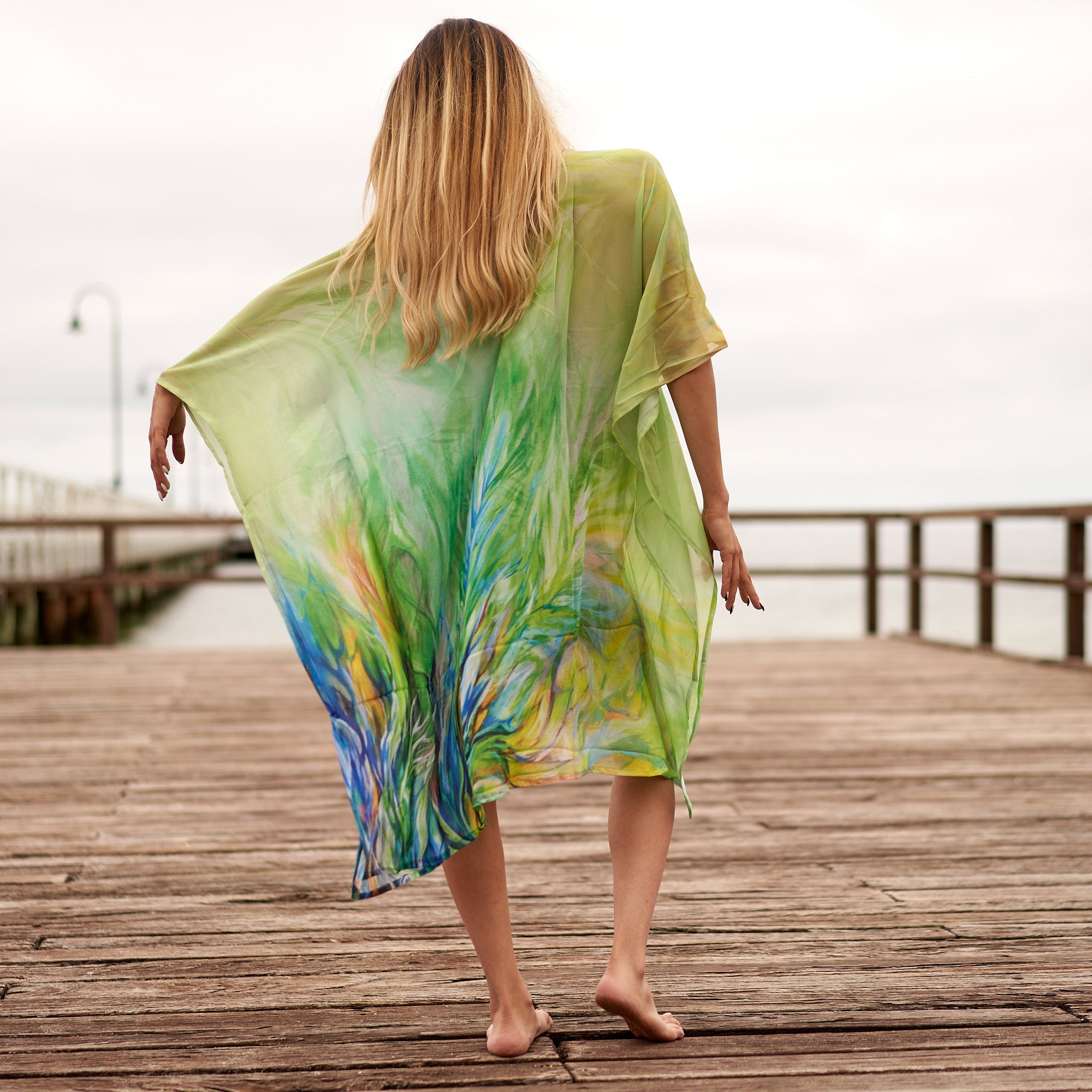 Lush Oasis' Silk Kaftan | Tropical Vibe