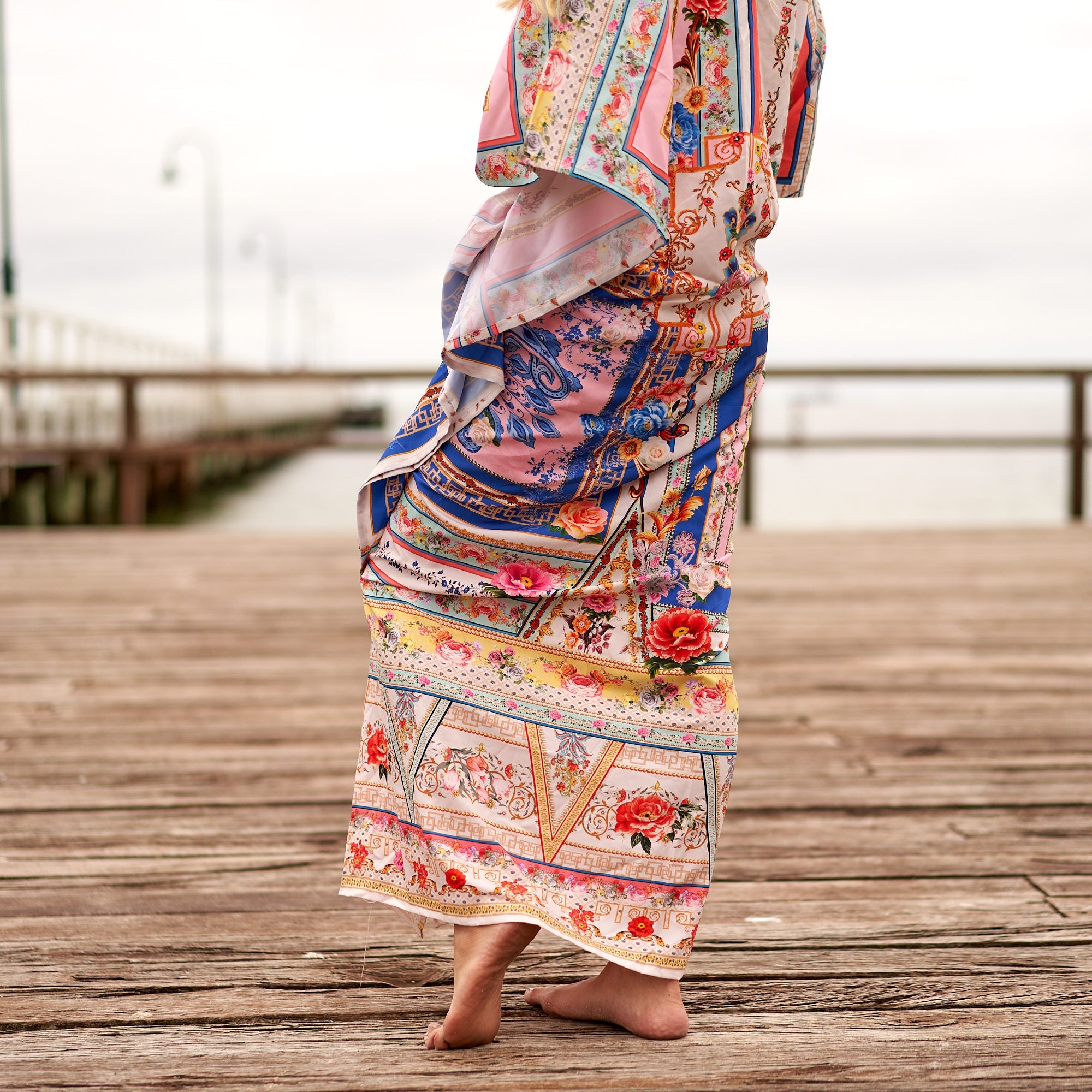 Bali Blossoms Silk Kaftan | Tropical Luxe