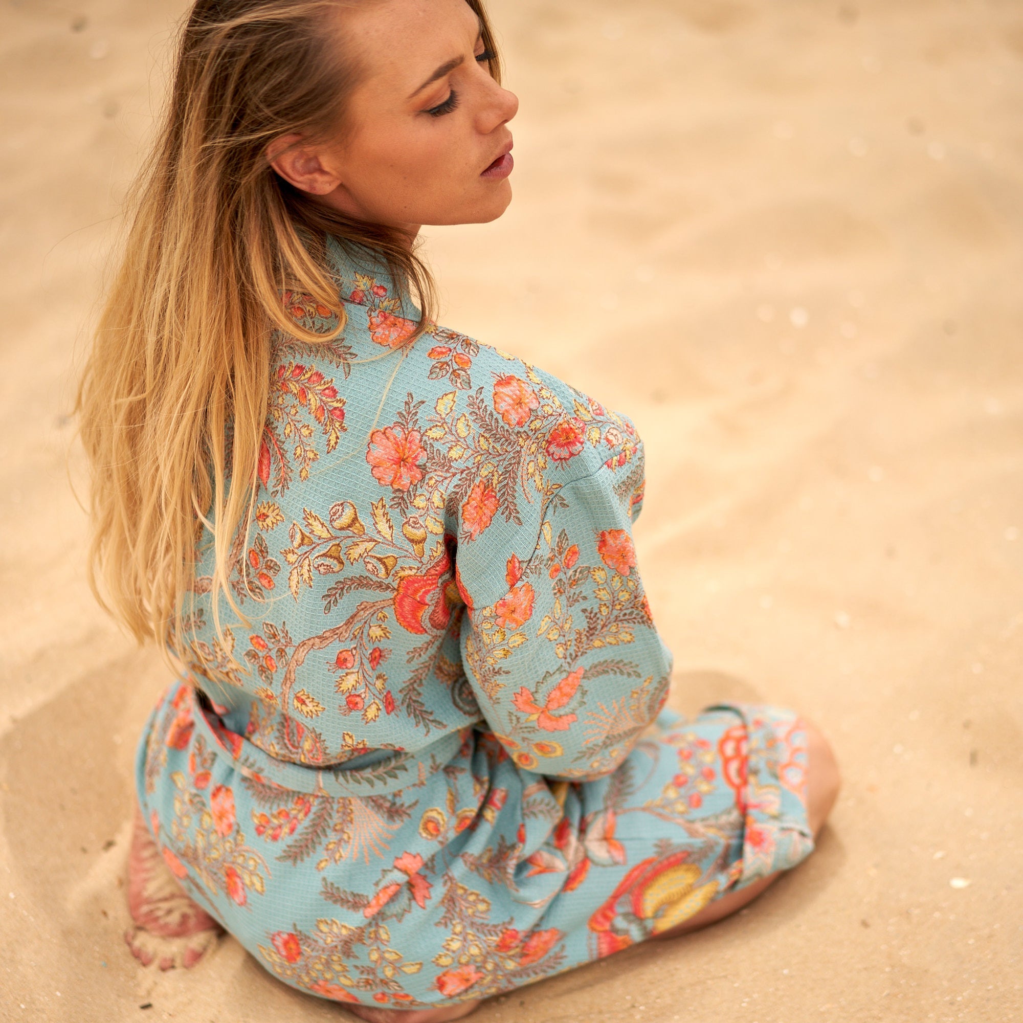 Serene Blooms Cotton Kimono Robe | Relaxed Look