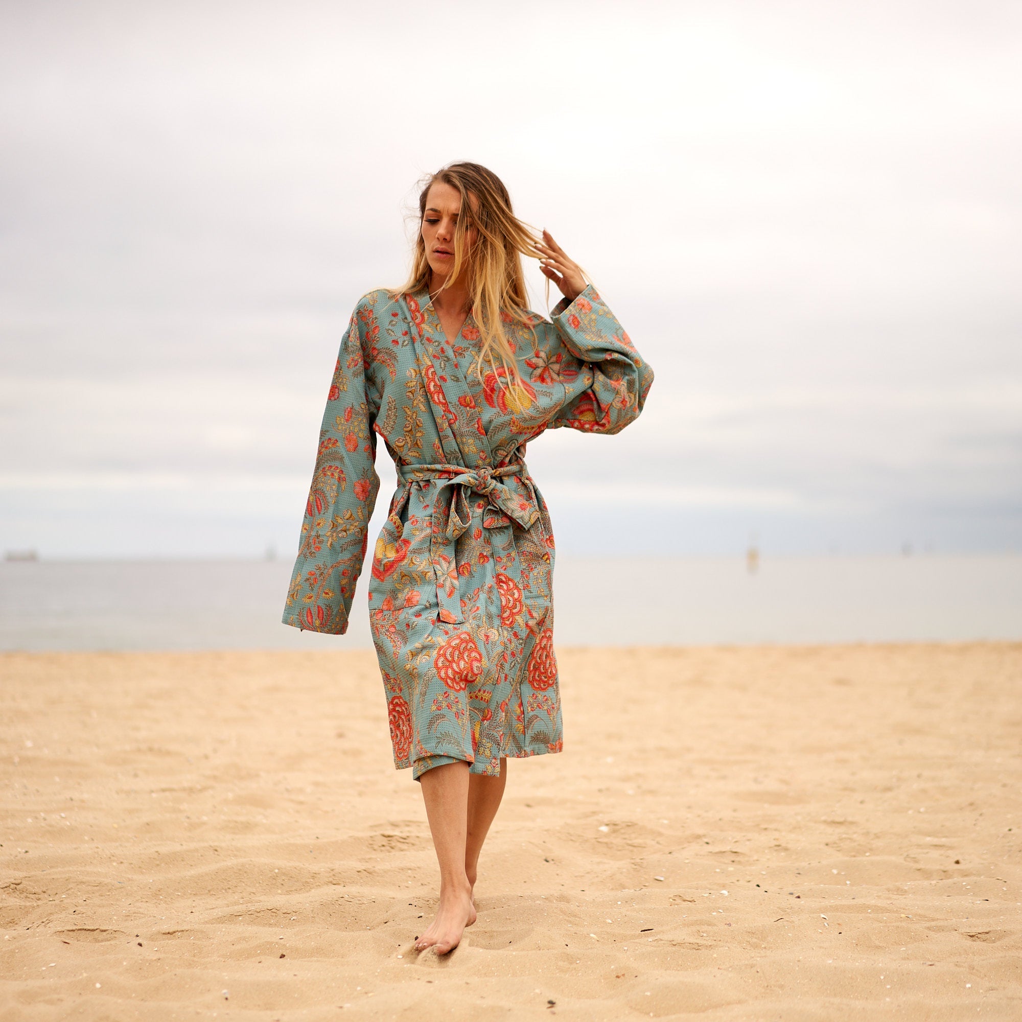 Serene Blooms Cotton Kimono Robe | Relaxed Look