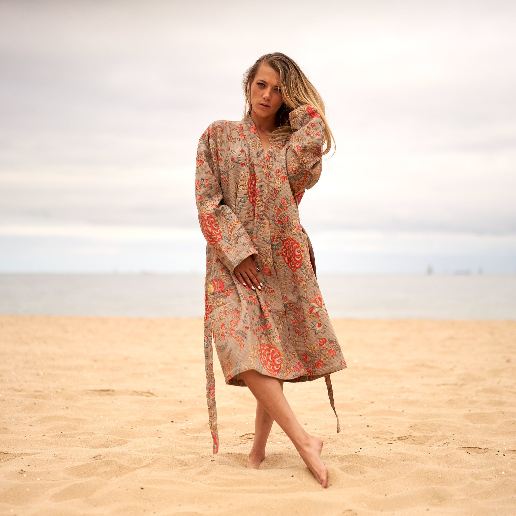 Pastel Paradise Cotton Kimono Robe | Soft Tones