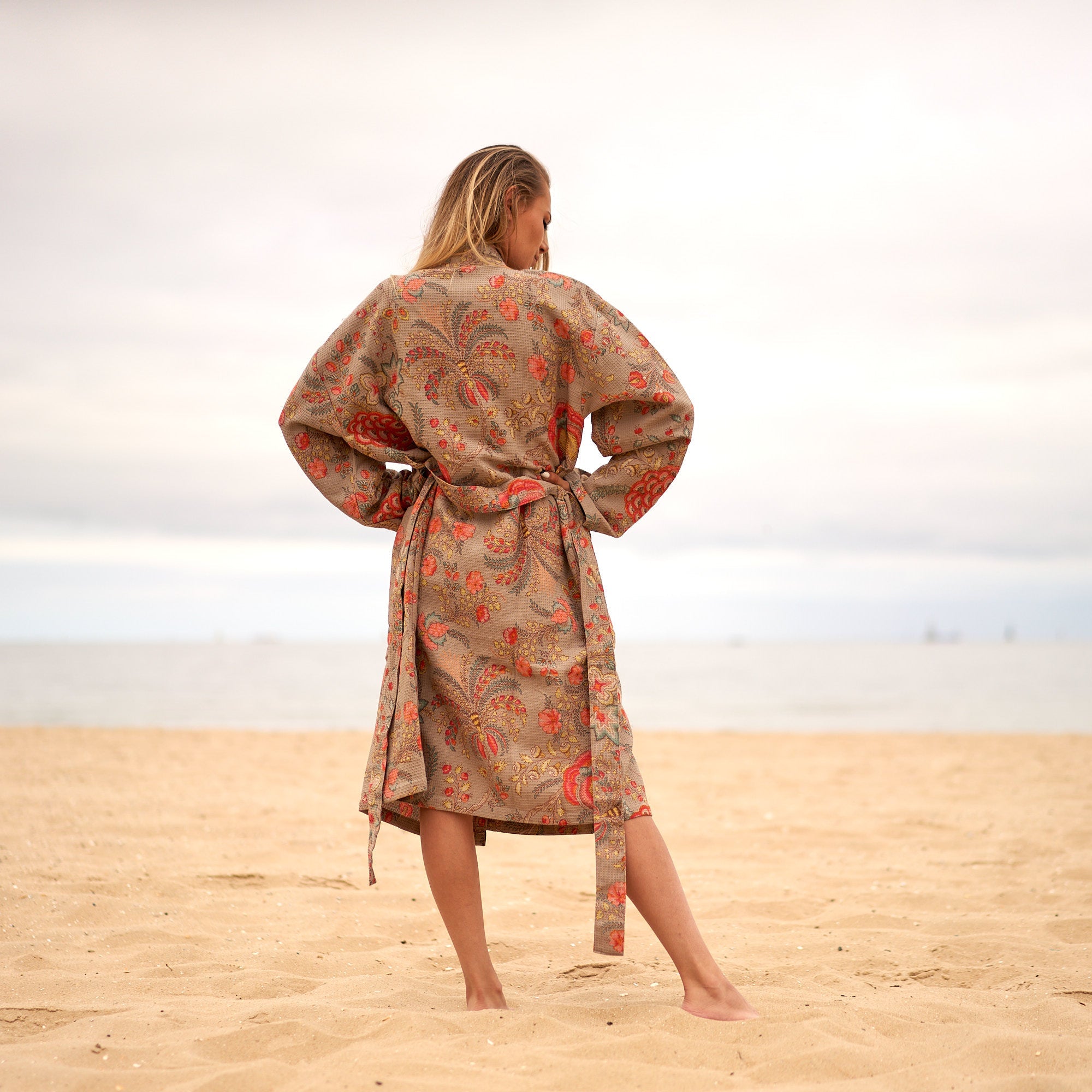 Pastel Paradise Cotton Kimono Robe | Soft Tones