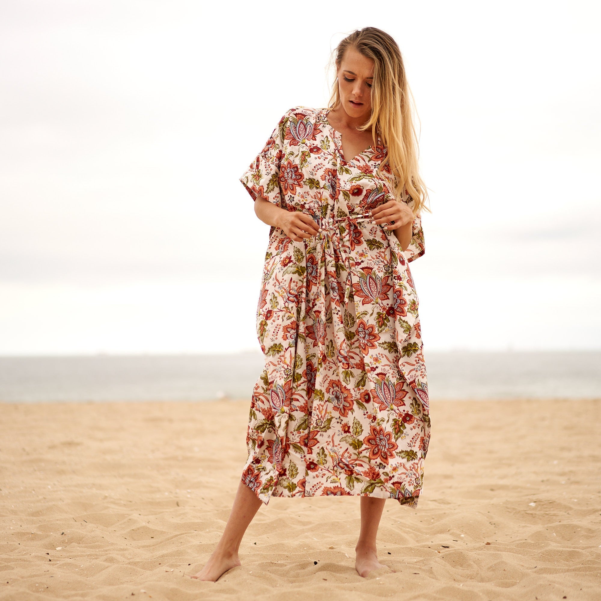 Floral Fantasy Cotton Kaftan | Romantic Style