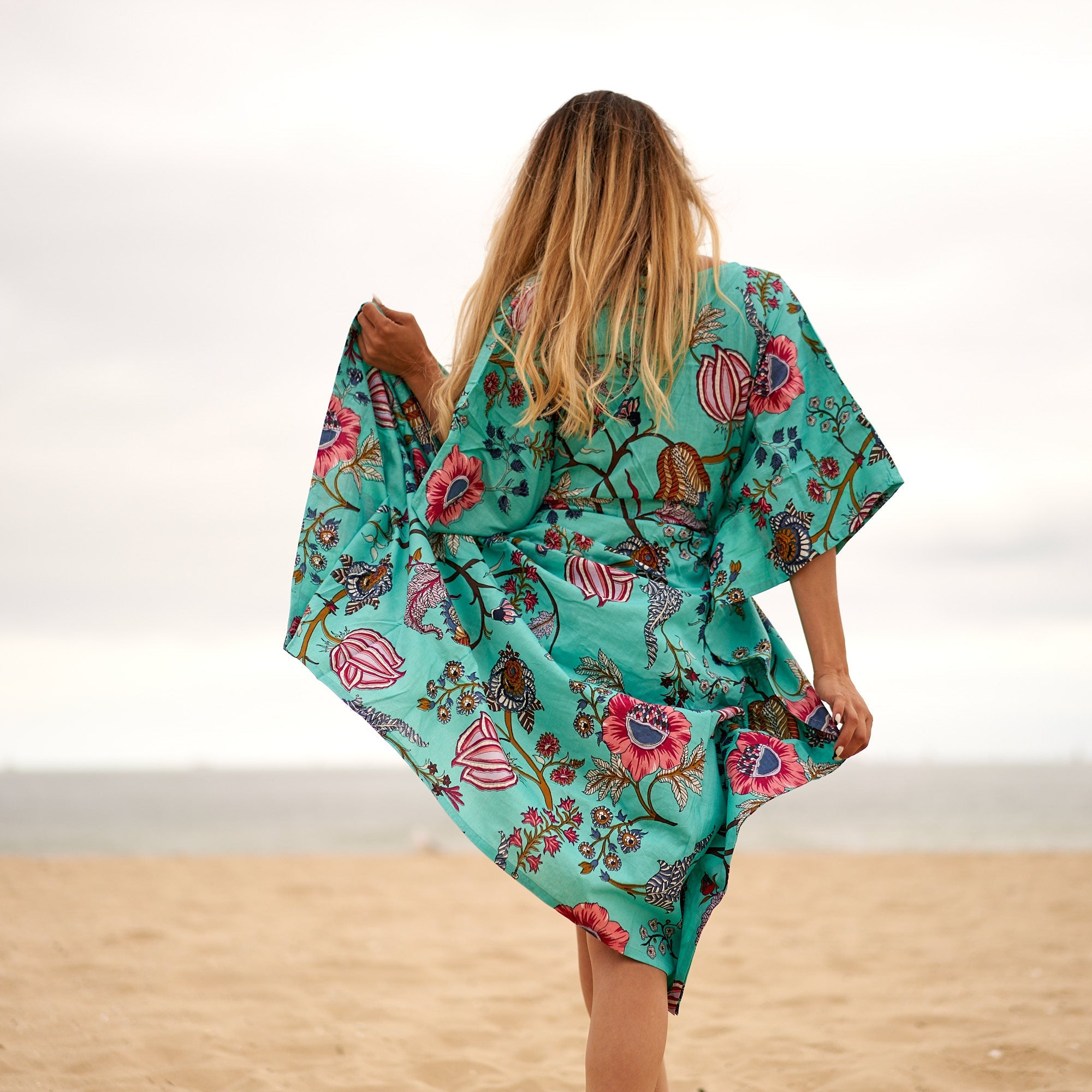 Aqua Escape Cotton Kaftan | Ocean Inspired