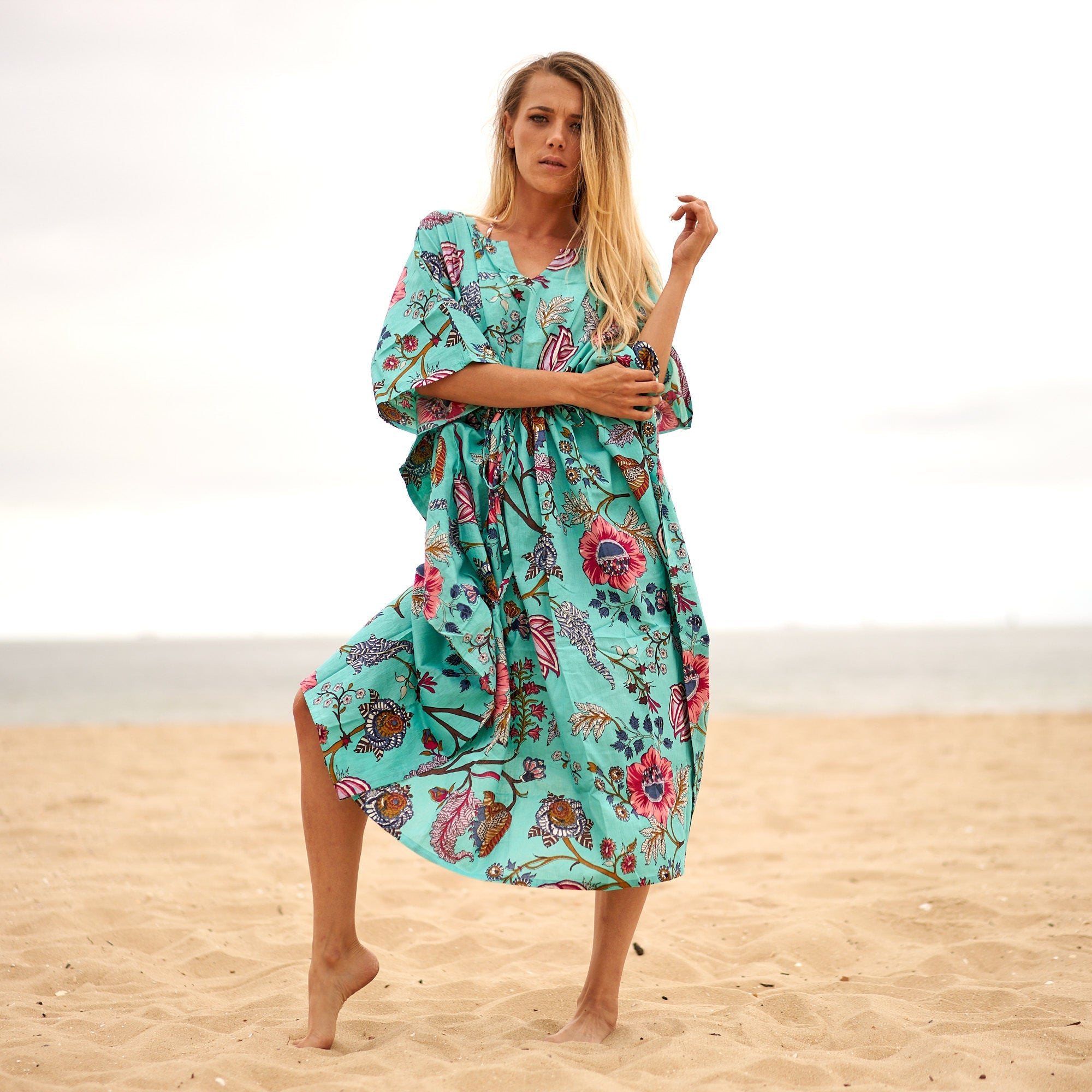 Aqua Escape Cotton Kaftan | Ocean Inspired