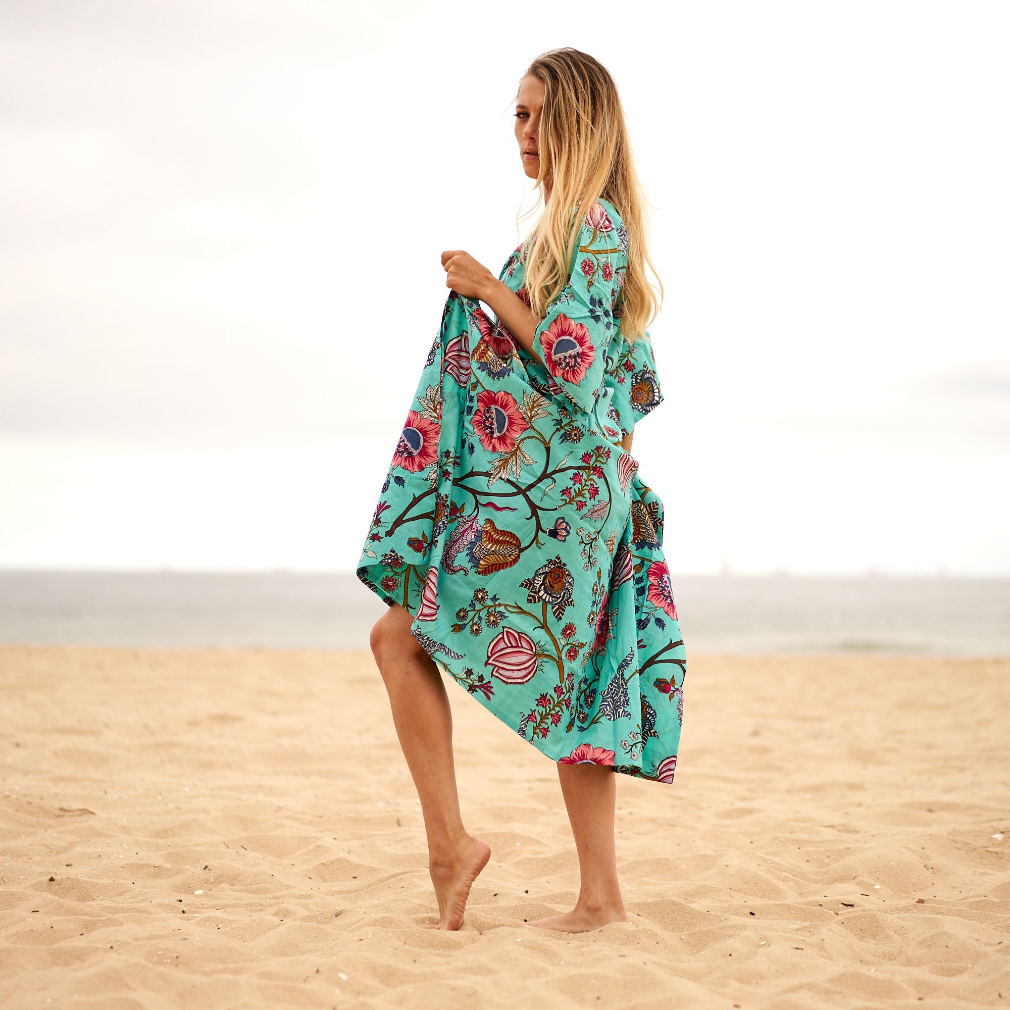 Aqua Escape Cotton Kaftan | Ocean Inspired