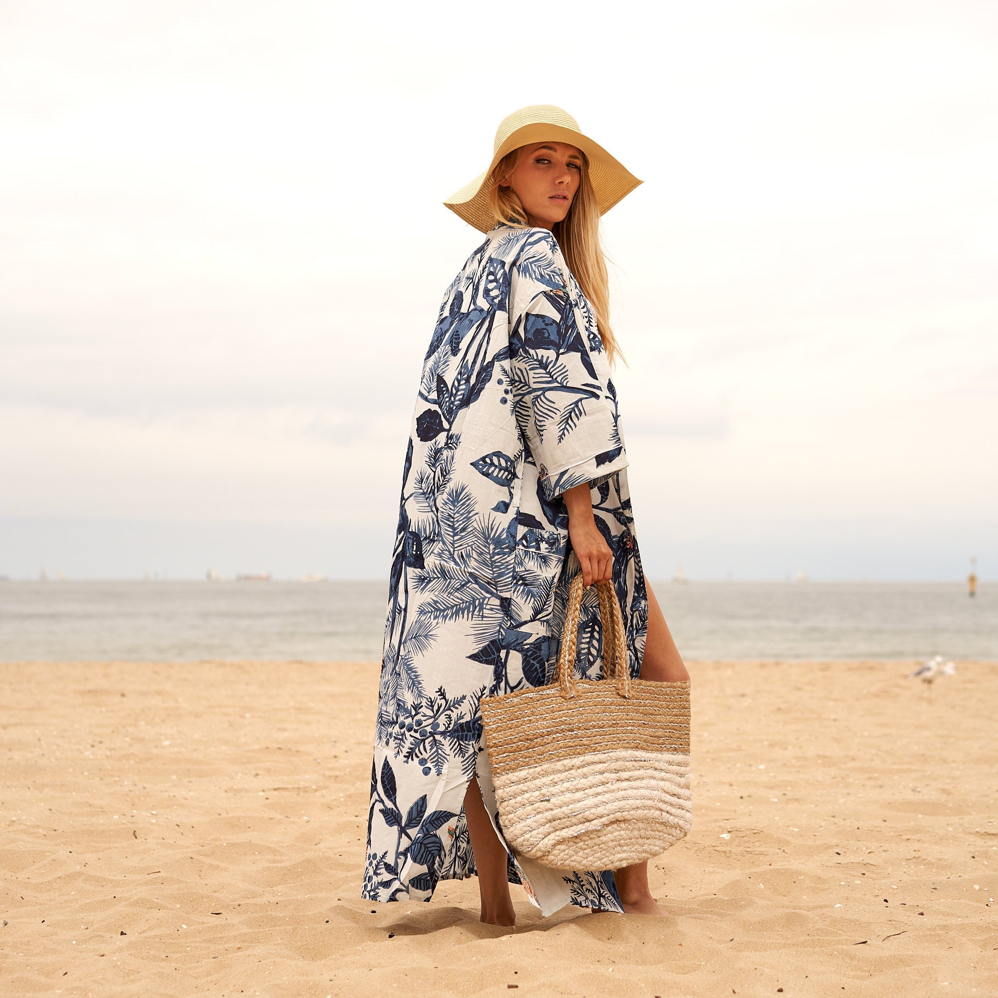 Jute Tote Bag - Sunset Stroll | Beach Tote