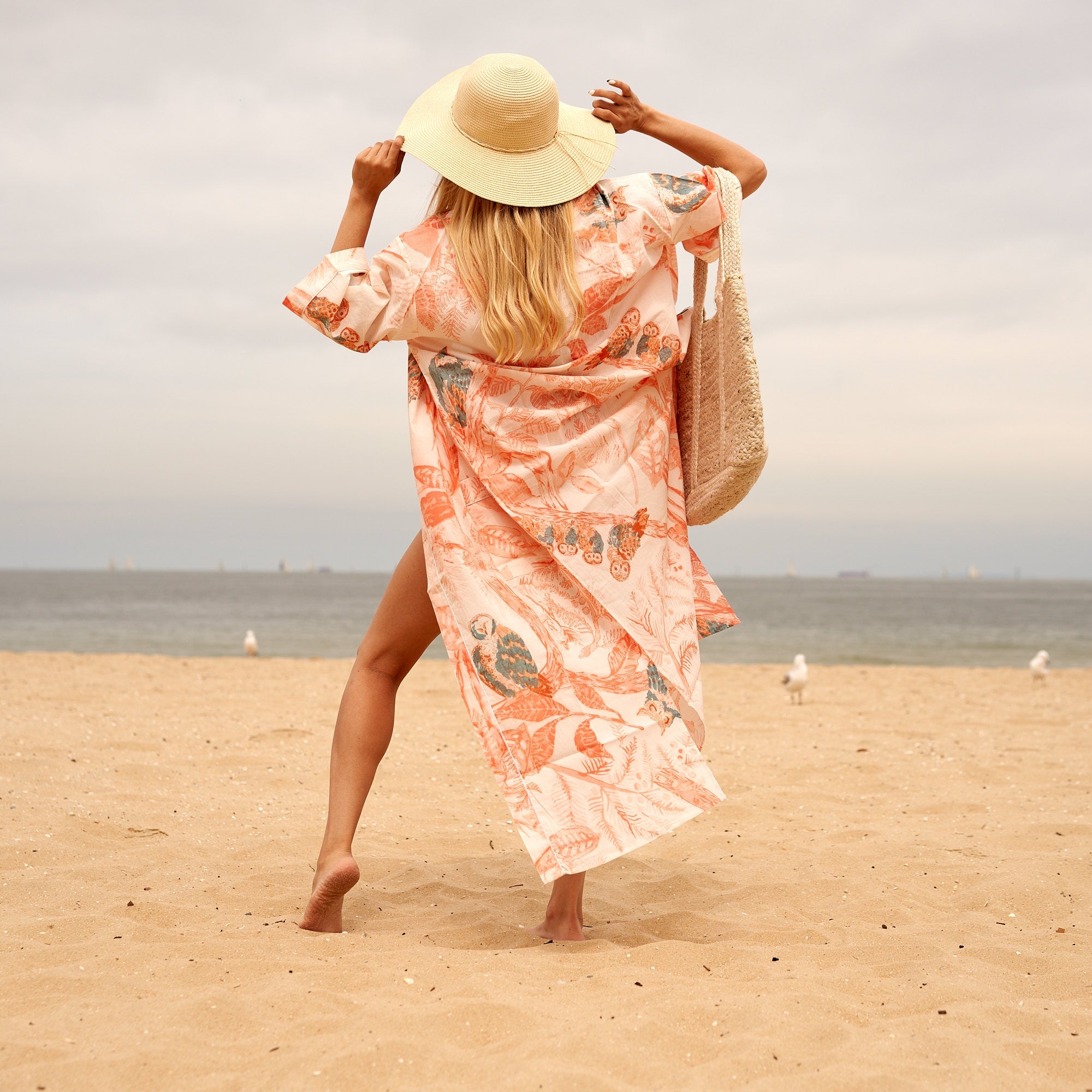 Tangerine Tropics Cotton Kimono | Vibrant Orange