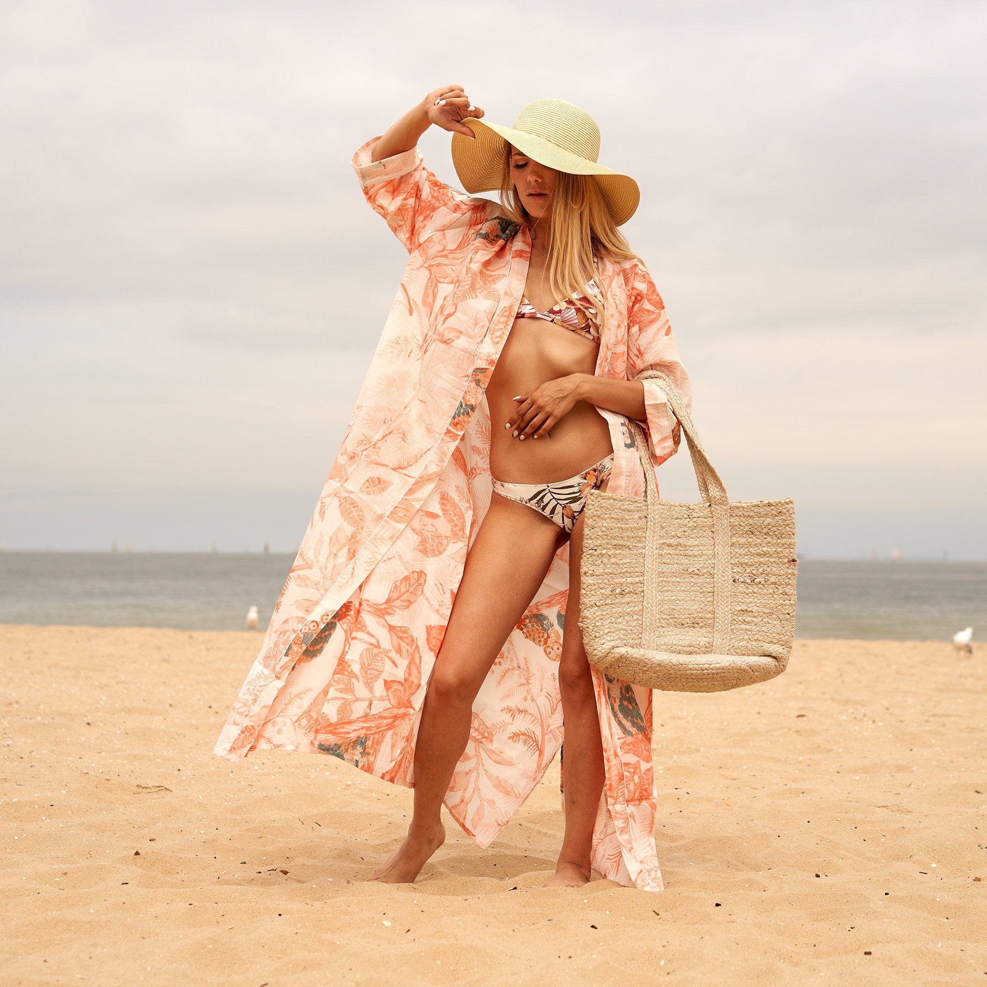 Tangerine Tropics Cotton Kimono | Vibrant Orange