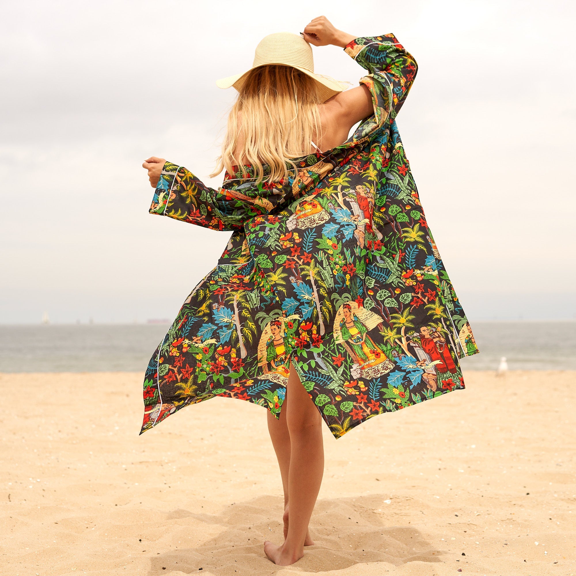 Frida's Kaleidoscope Cotton Kimono | Artistic Vibes