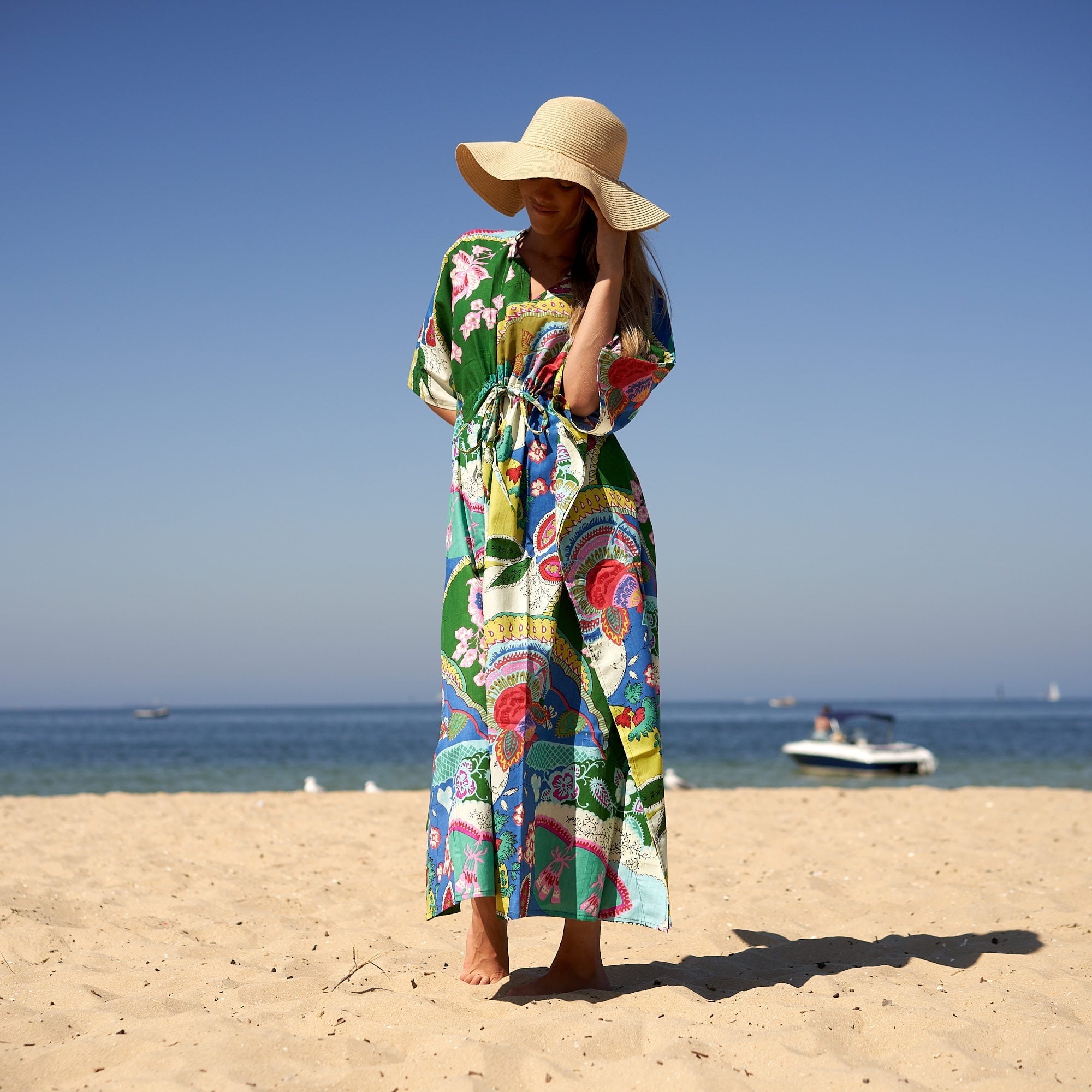 Island Intrigue' 100% Cotton Kaftan | Tropical Style