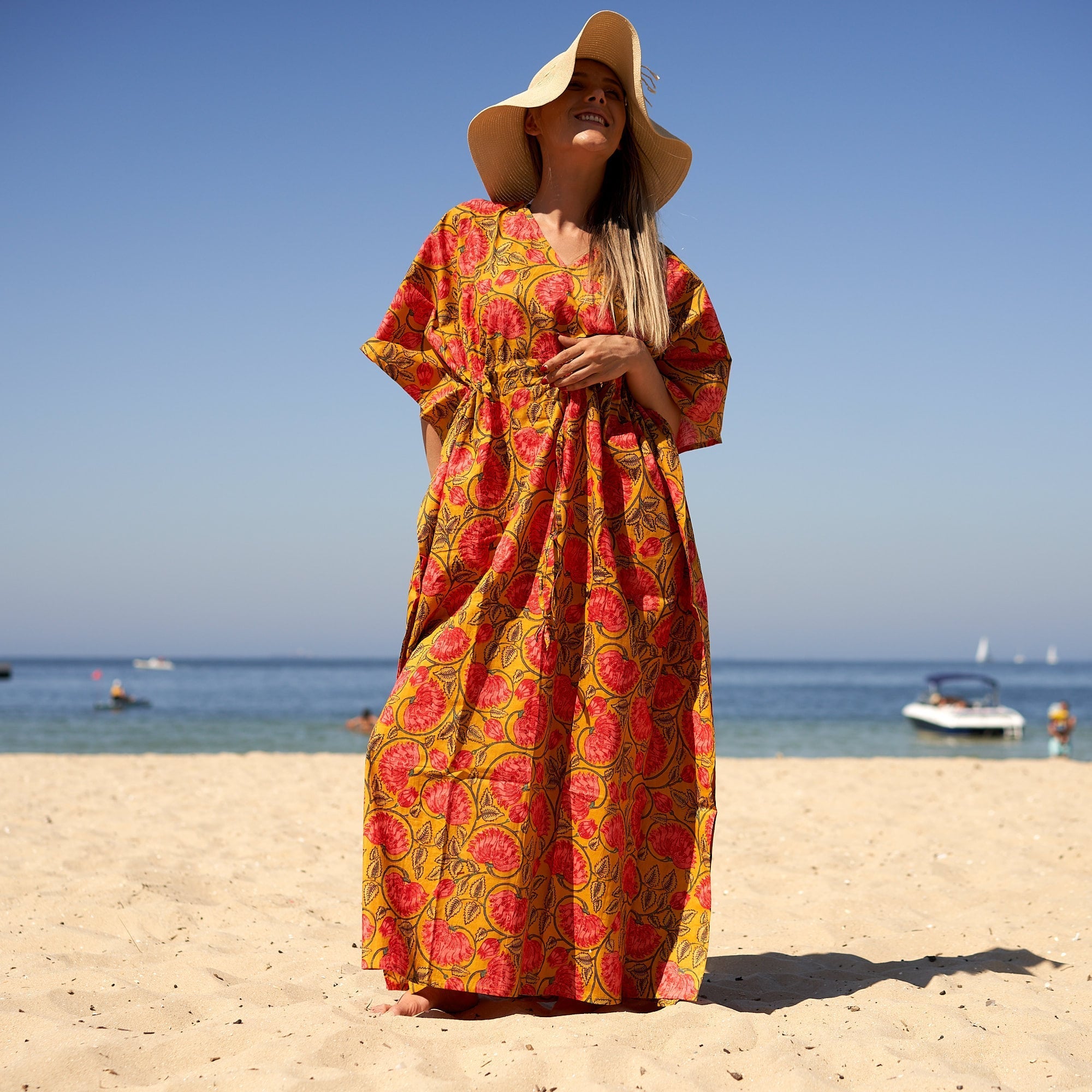 Sunshine Soiree' 100% Cotton Kaftan | Summer Style