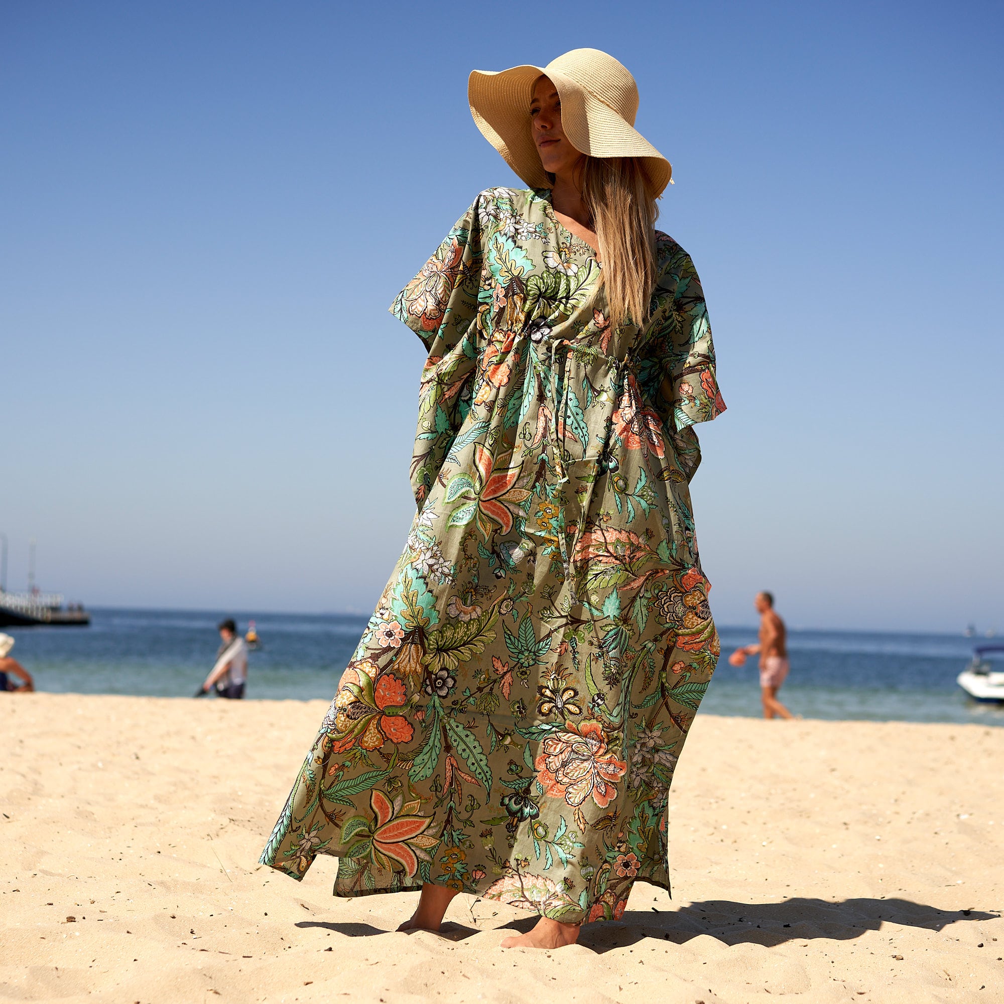 Holiday Florals' 100% Cotton Kaftan | Tropical Floral