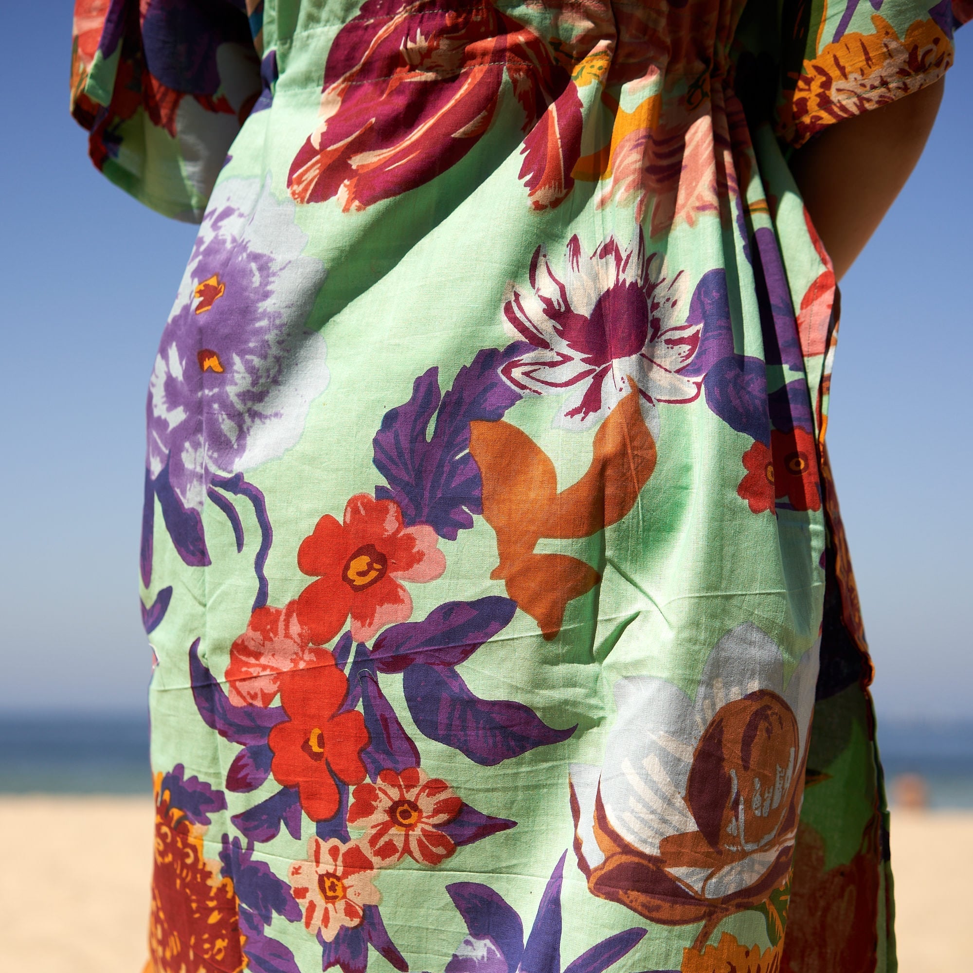 Ocean Florals' 100% Cotton Kaftan | Beach Vibes