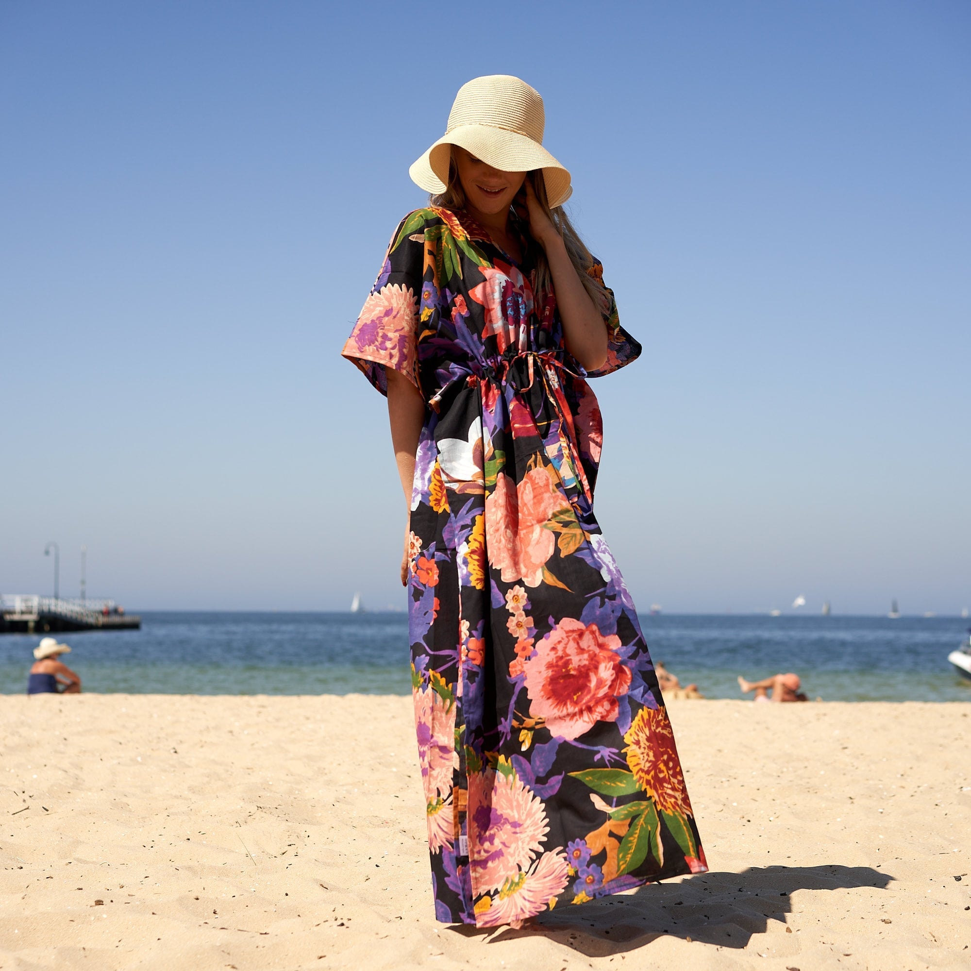 Midnight Jungle' 100% Cotton Kaftan | Tropical Boho